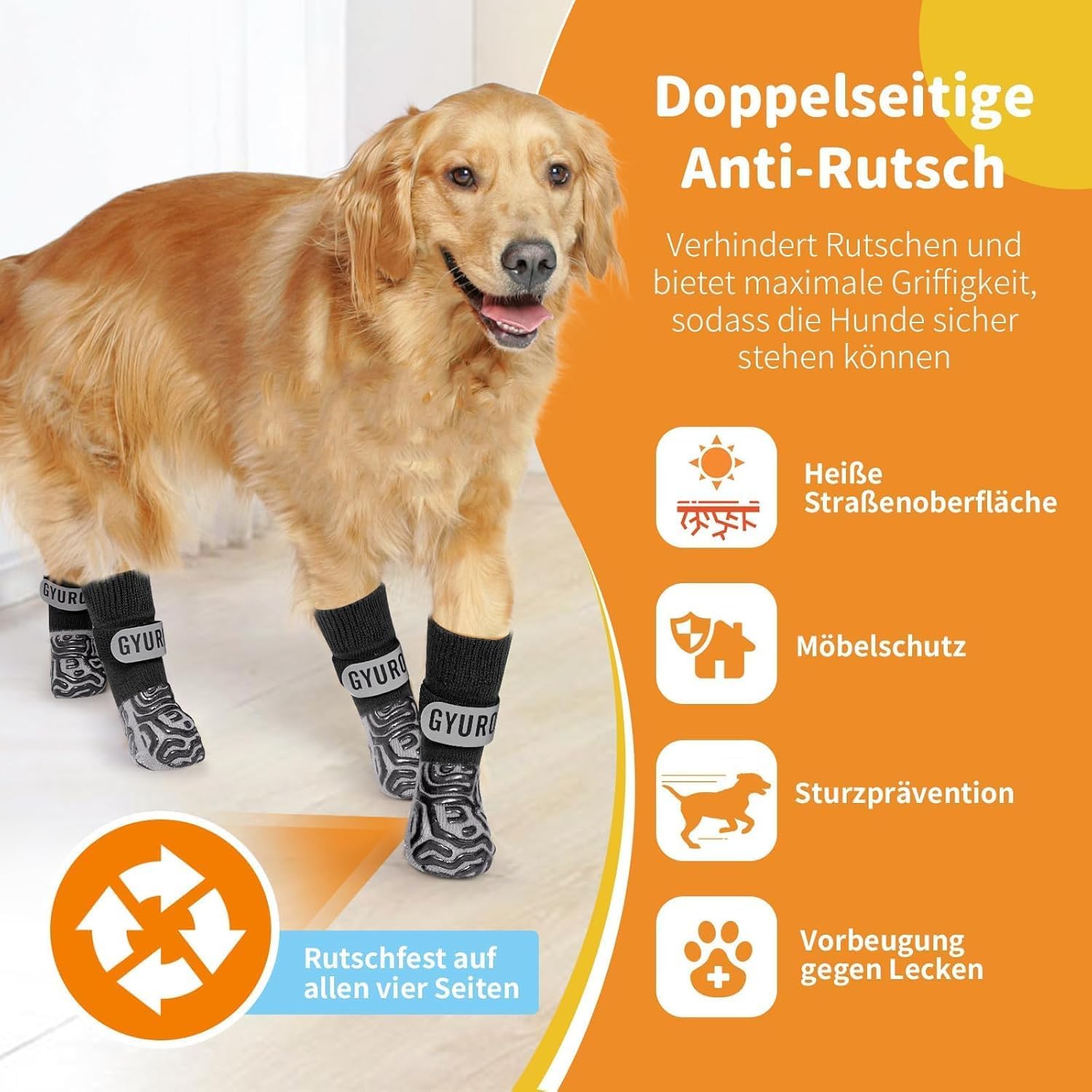 Detalle 2 de GYURO Hundesocken mit Silikon, 2 Paar