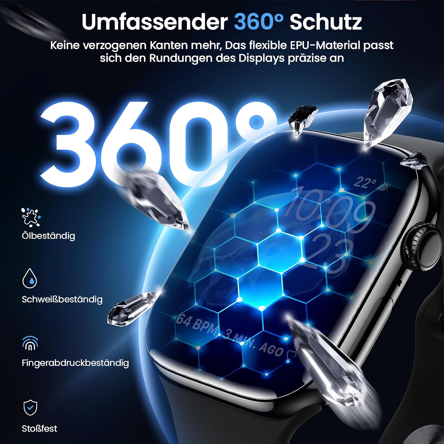 Detalle 2 de UniqueMe Displayschutzfolie für Apple Watch 46 mm (4 Stück) – HD TPU mit einfacher Montage