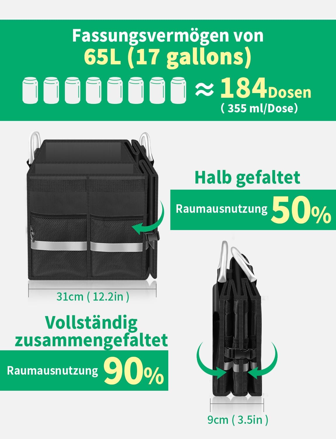 Thumbnail 6 de Oasser Kofferraumtasche Kofferraum-Organizer mit Deckel – faltbar, wasserdicht & rutschfest