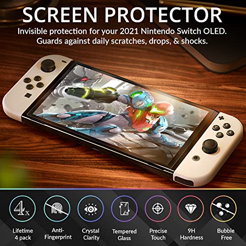Detalle de Orzly protectores de pantalla de vidrio templado para Nintendo Switch OLED 2021–Paquete 4 con instalación fácil