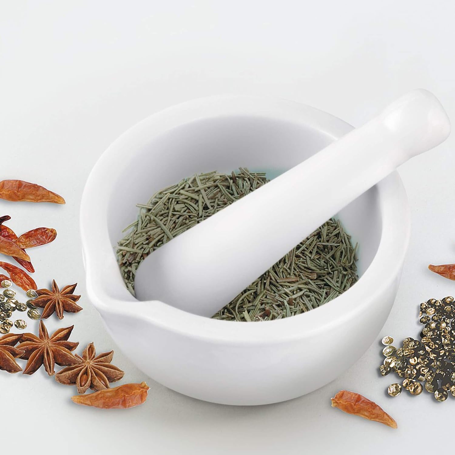 Thumbnail 2 de Fackelmann Mortero de Cerámica Blanco para Especias y Aliños 🥄