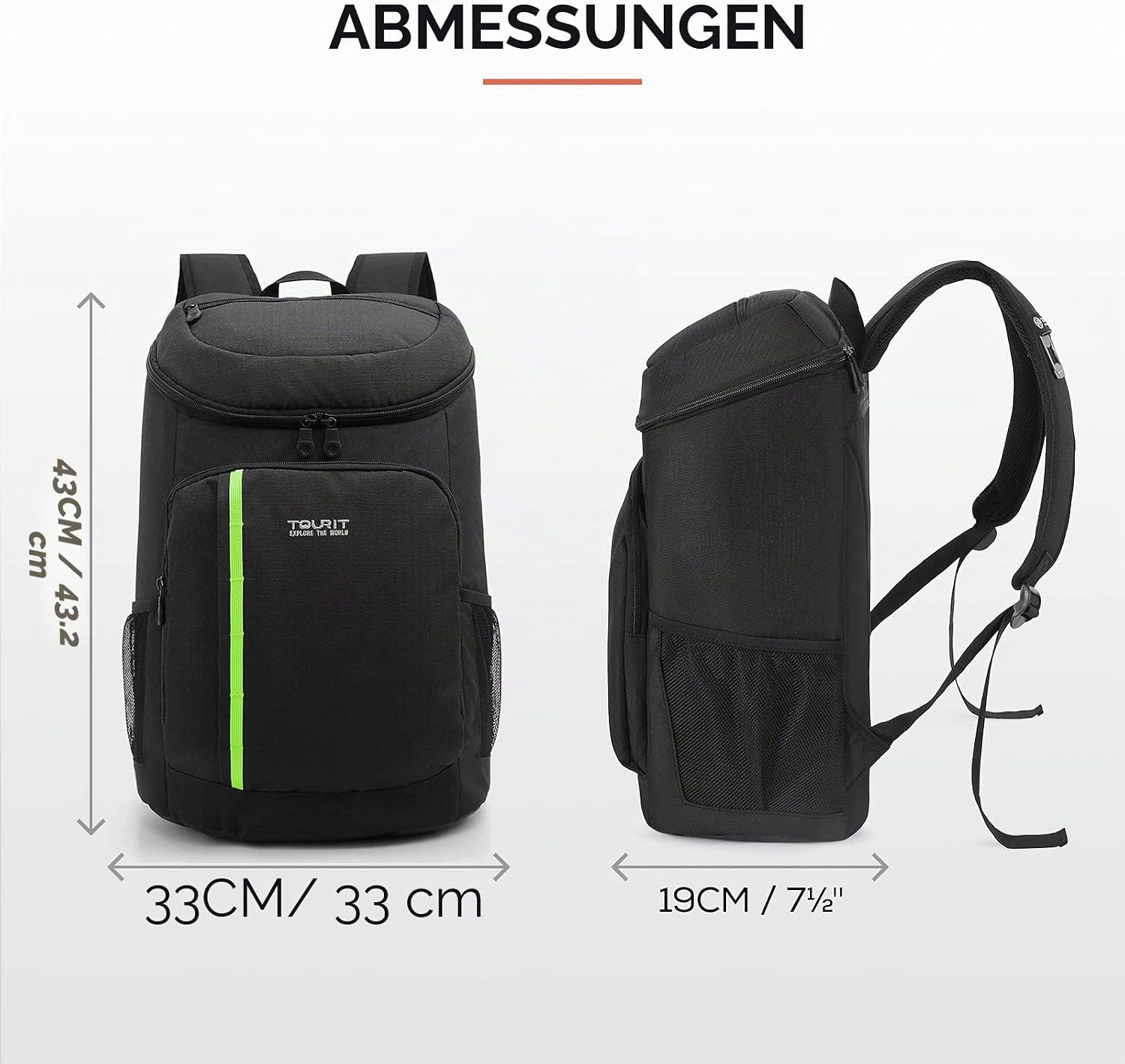 Detalle 2 de TOURIT Kühlrucksack 28L – leichter Rucksack mit Flaschenöffner (für ca. 30 Dosen)