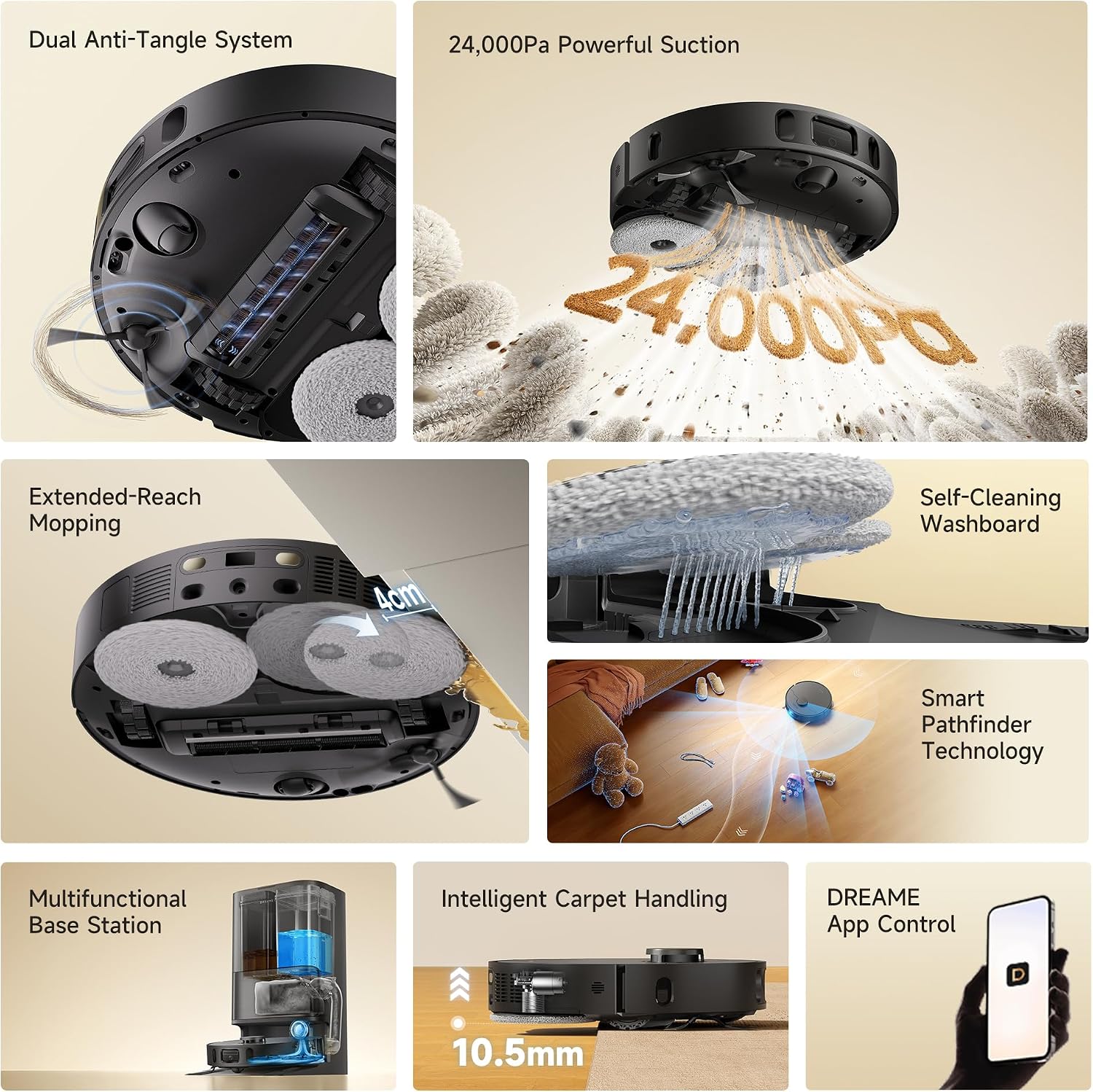 Detalle de dreame L40 Ultra A: Robot Vacuum and Mop with Auto Dust Emptying and Dual Anti-Tangle System