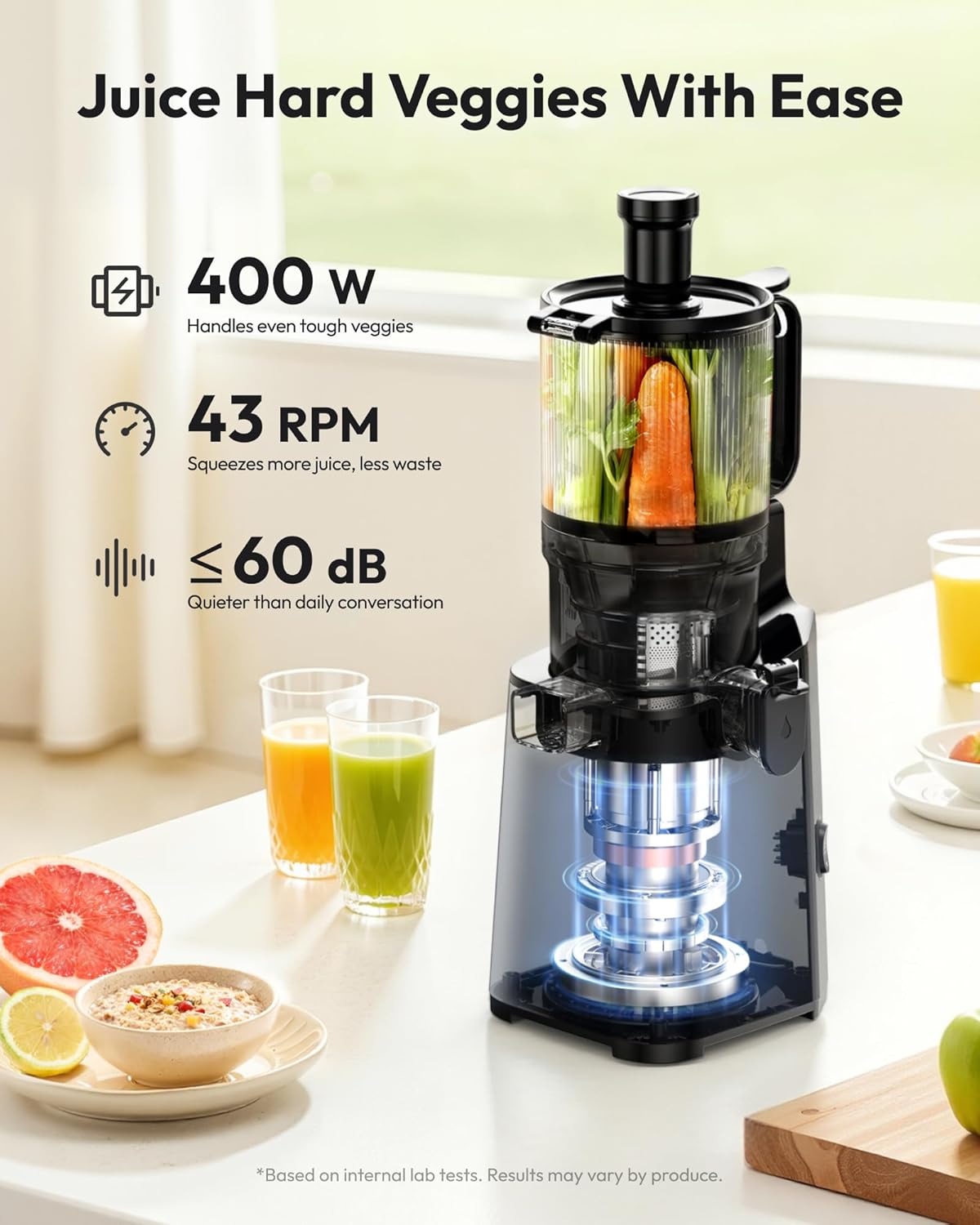Thumbnail 3 de EUHOMY Cold Press Juicer 5.8" Wide Chute 🧃