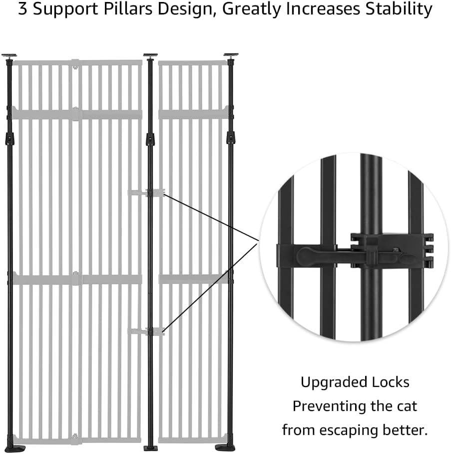Thumbnail 4 de unipaws 218 cm High Extra Tall Cat Gate – Upgraded 3- Pillar Stability, Auto Close, No Drilling