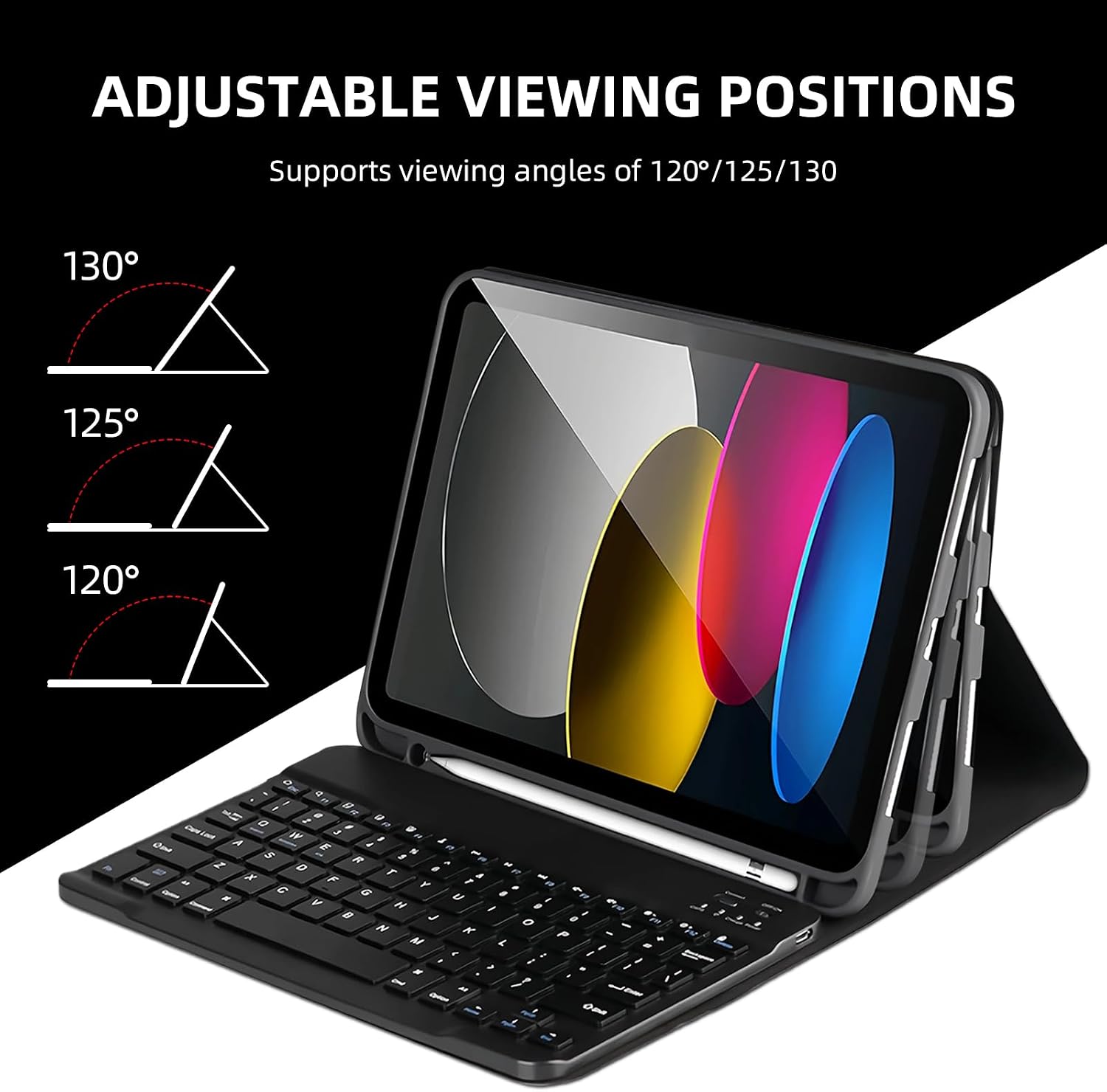 Detalle de WENJION Keyboard Case for iPad 11th Gen (A16) & 10th Gen 2022 — Detachable Bluetooth Keyboard Cover with Pencil Holder