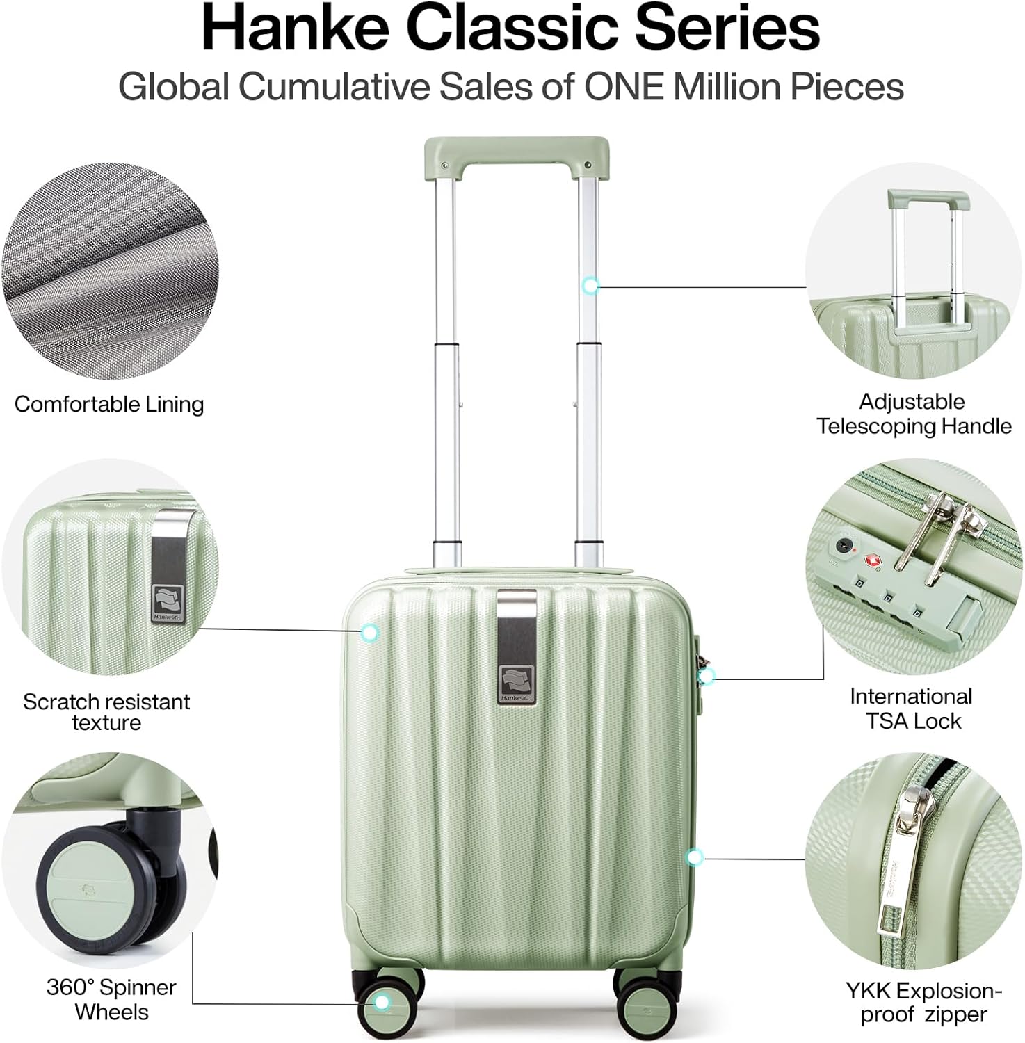 Thumbnail 3 de Hanke 14-Inch Hardshell Cabin Suitcase: Airline-Approved Carry-On with TSA Lock