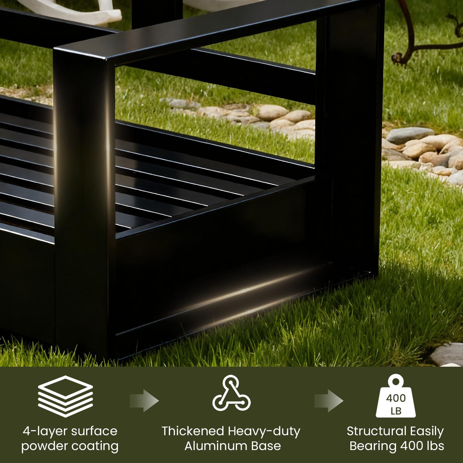 Detalle 1 de LayinSun KC5005 4-Piece Aluminum Patio Set with Fire Pit and 6-Inch Cushions