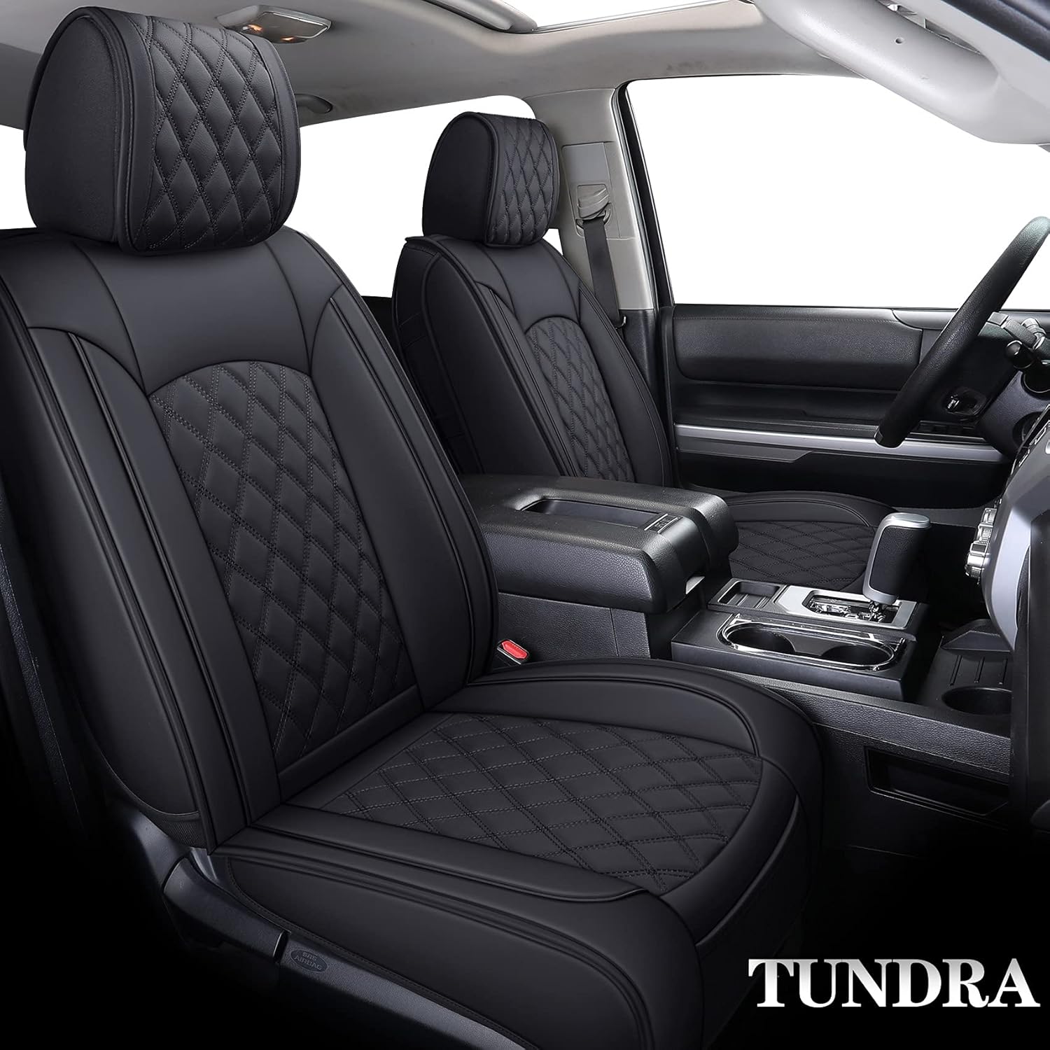 Thumbnail 6 de YIERTAI Tundra Seat Covers for Toyota Tundra (2008–2026) 5-Pcs Full Set, Waterproof Leather, Black