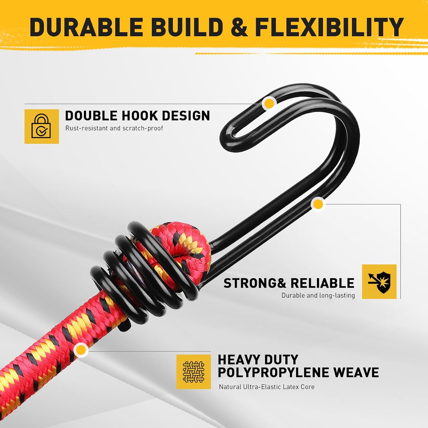 Detalle 2 de ELEAD E70087 12-Inch Bungee Cords, 10-Pack with Metal S-Hooks