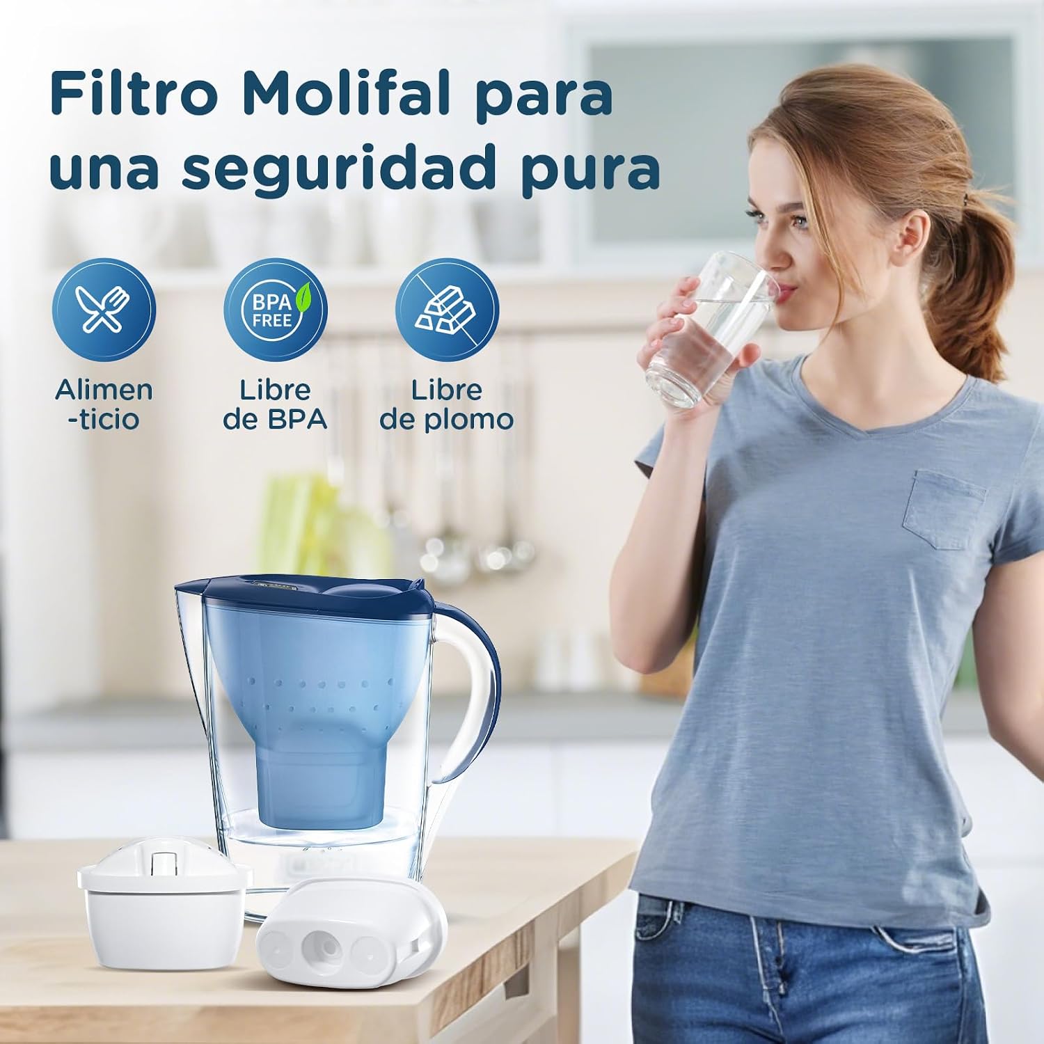 Detalle 2 de Molifal Cartucho filtro agua compatible BRITA MAXTRA+ 6 unidades