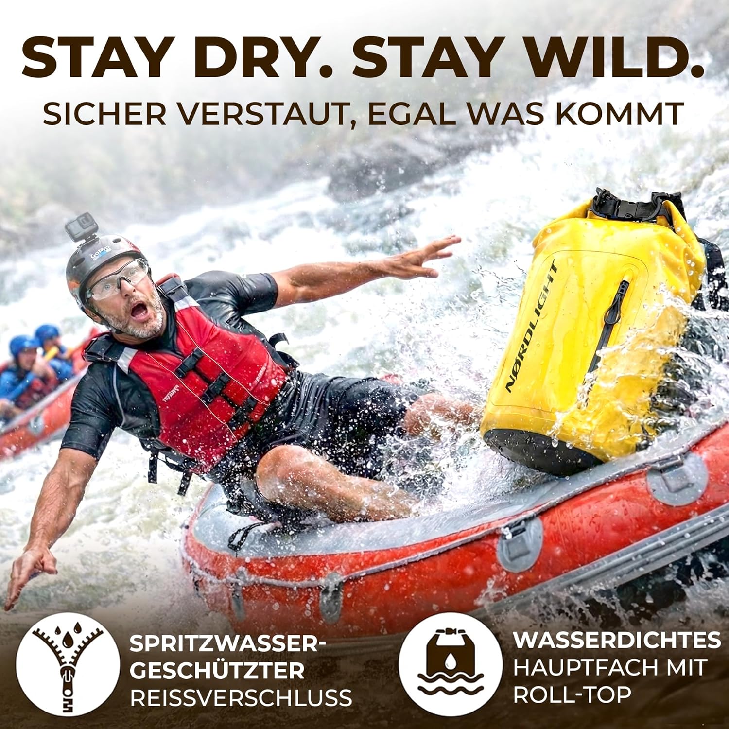 Thumbnail 3 de Nordlight Dry Bag 30 Liter wasserdichte Tasche mit Handyhülle (Roll-Top, Schultergurt) – Olivgrün