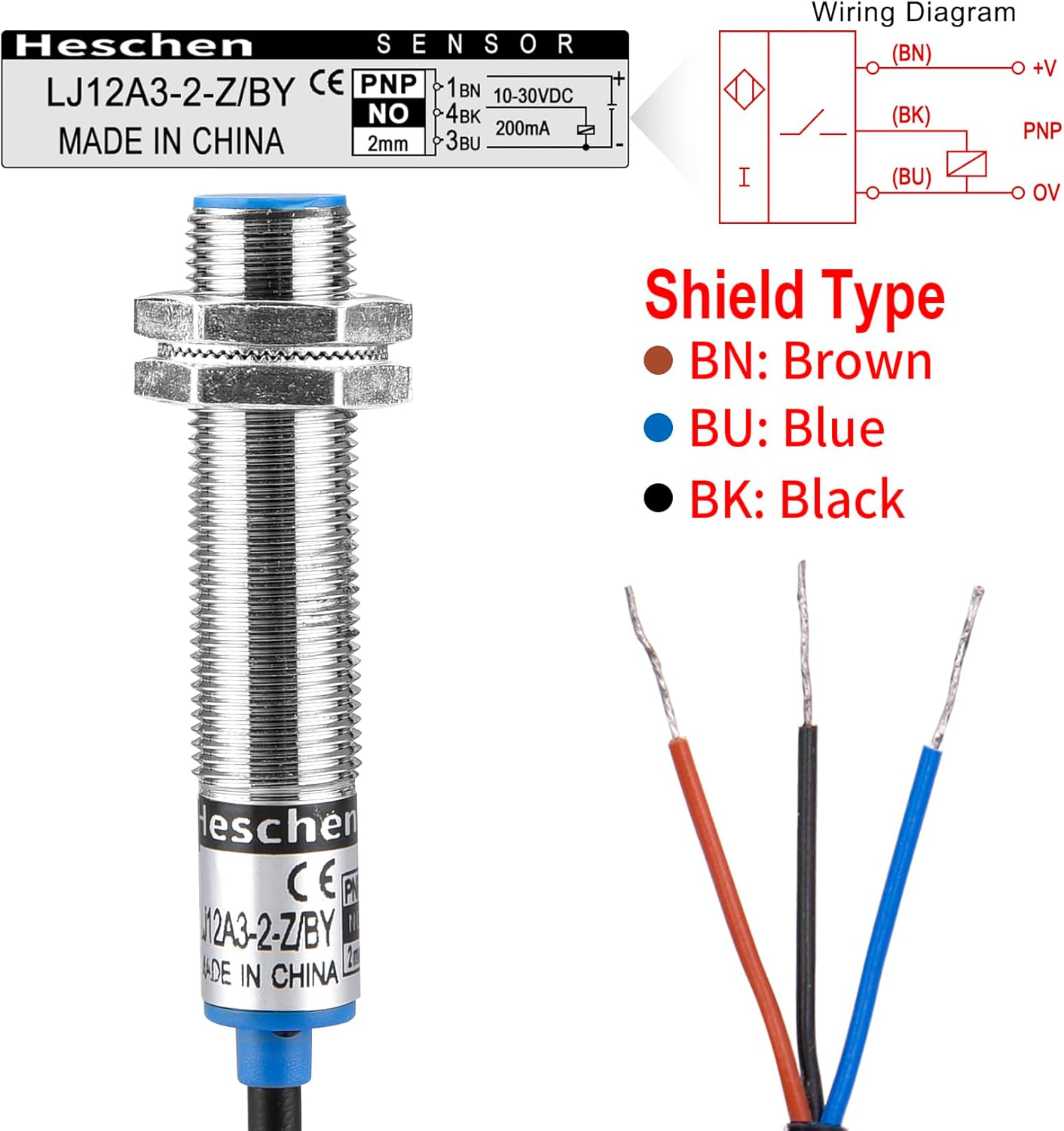 Thumbnail 2 de Heschen M12 Induktiver Näherungssensor 2 mm 🧲