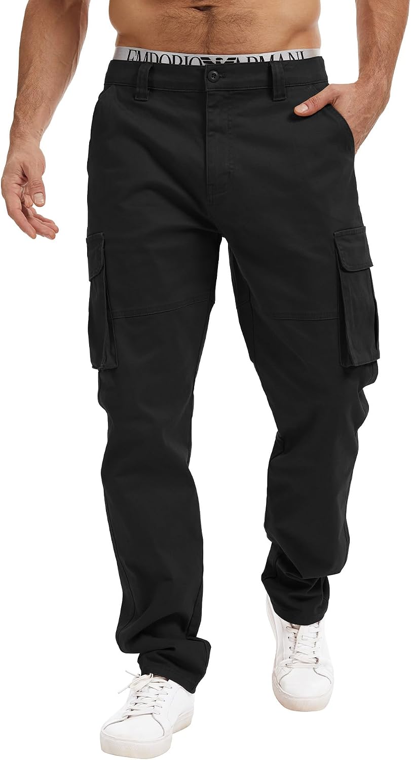 Detalle de Breampot Herren Cargohose aus Baumwolle im Chino-/Cargo-Stil mit 6 Taschen für Freizeit & Outdoor