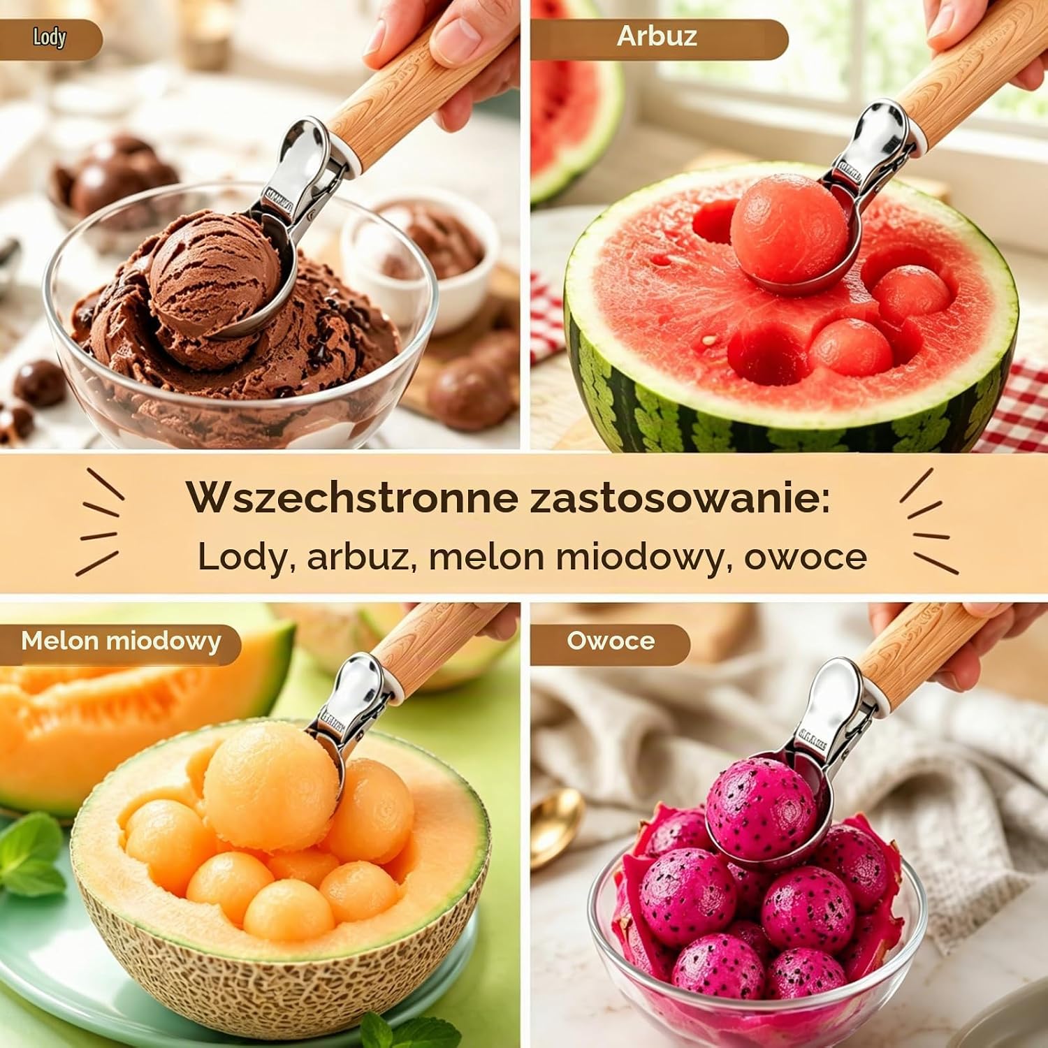 Detalle de Kisstta 679869 – łyżka do lodów ze stali nierdzewnej z wypychaczem