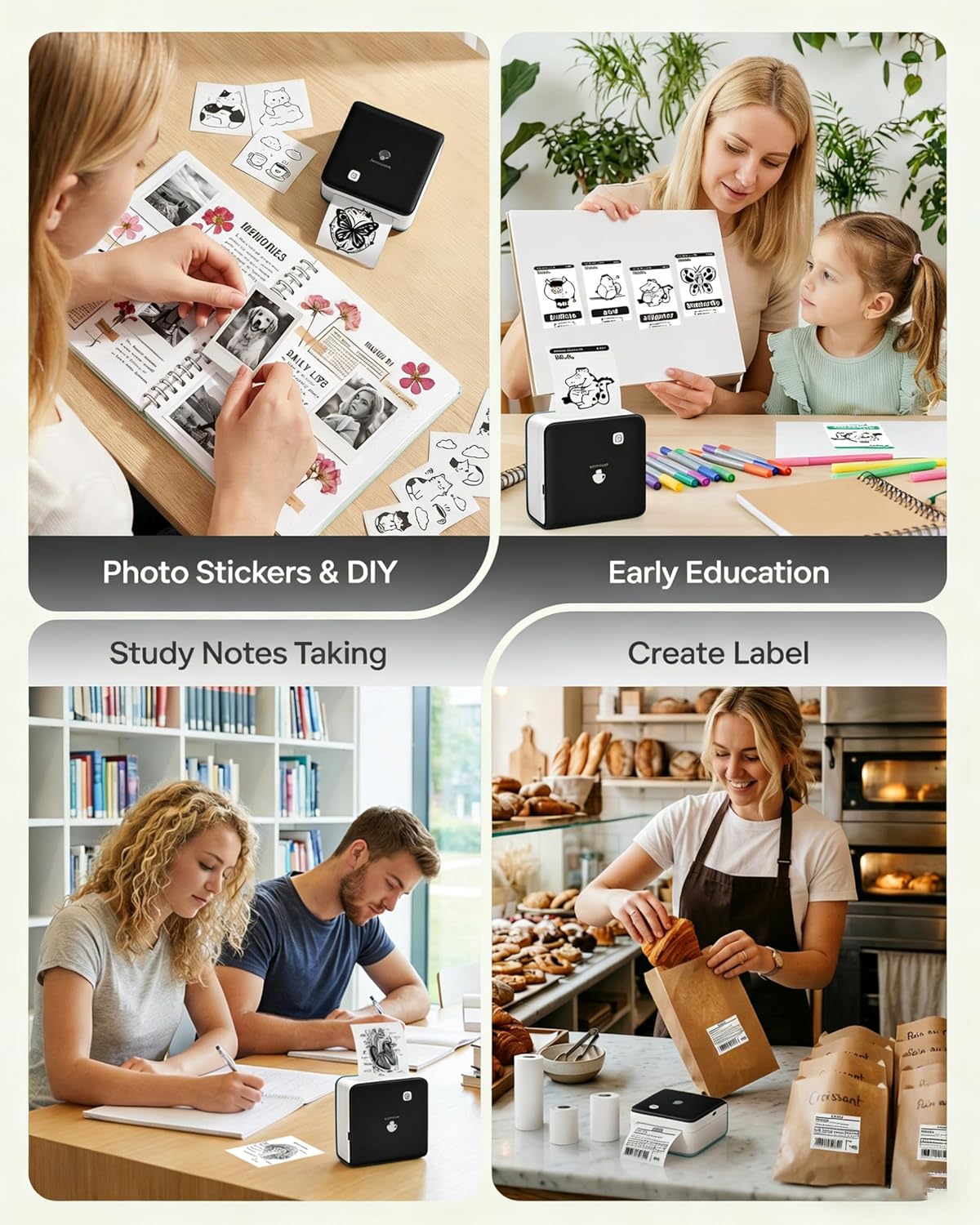 Thumbnail 4 de Phomemo M02 Pro : mini imprimante photo portable sans fil (300 dpi) avec rouleaux de papier pour étiquettes