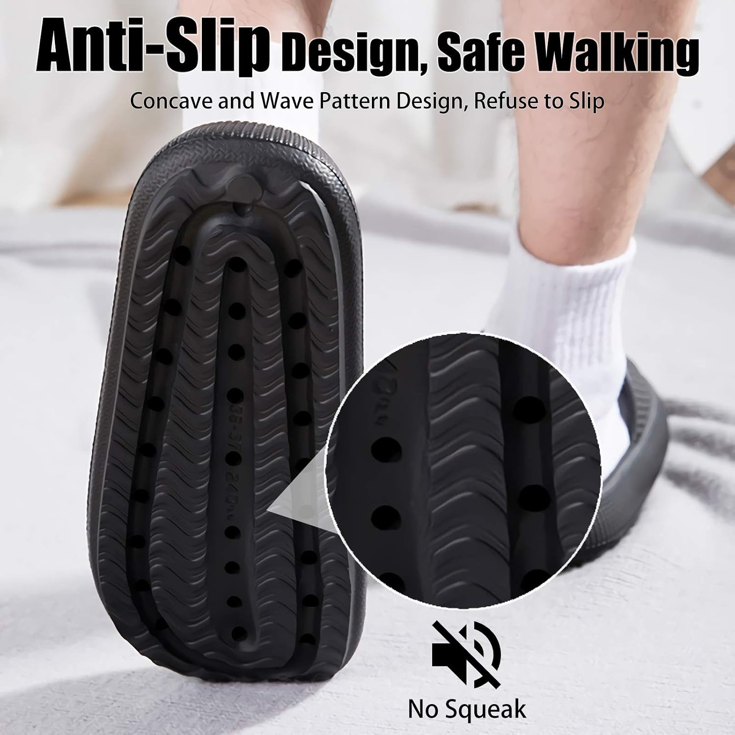 Detalle 2 de rosyclo Cloud Slippers for Women and Men — Thick Sole, Non-Slip Shower Shoes