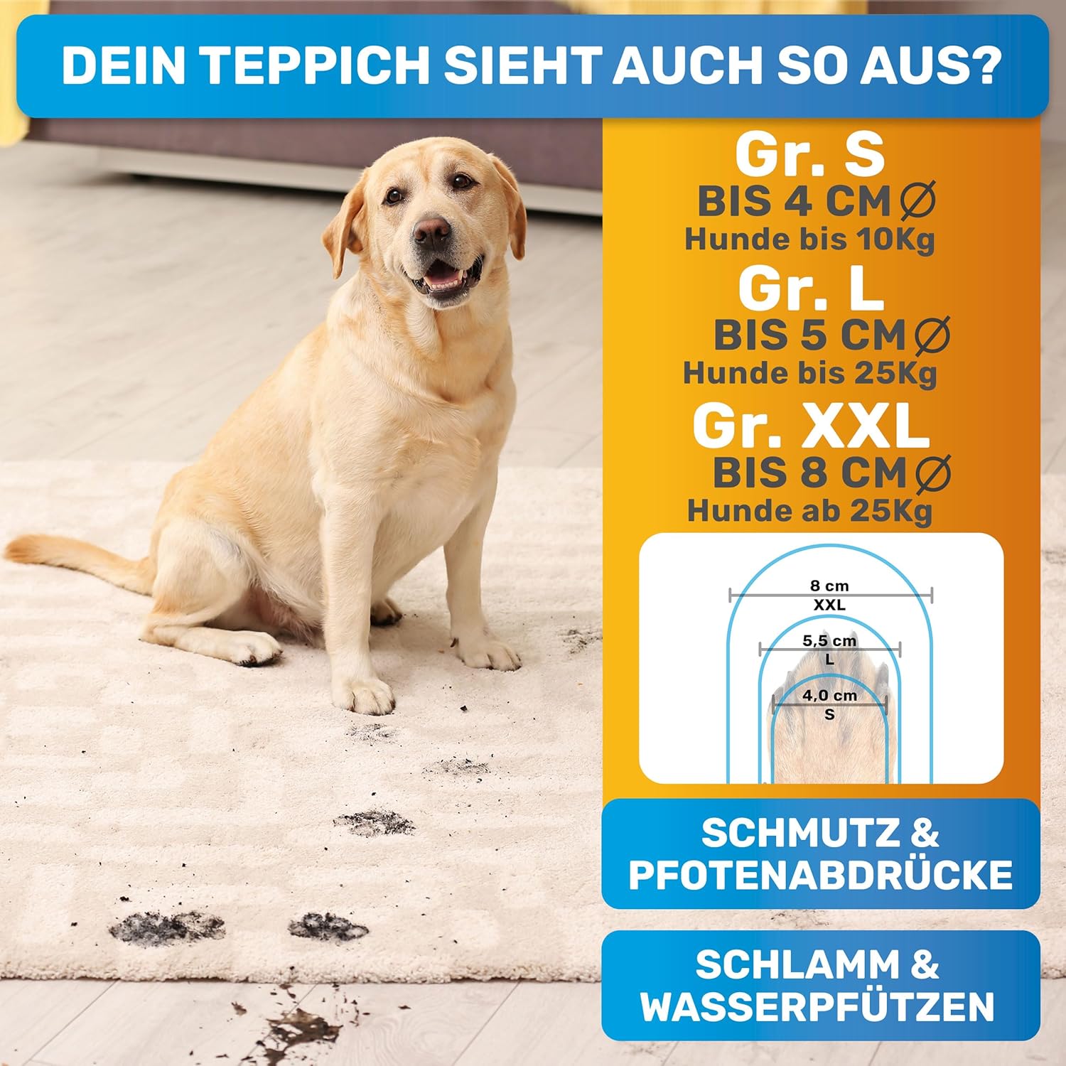 Detalle de BluePet Pfotenreiniger XXL – pfotenreinigung inkl. Mikrofaser-Handtuch