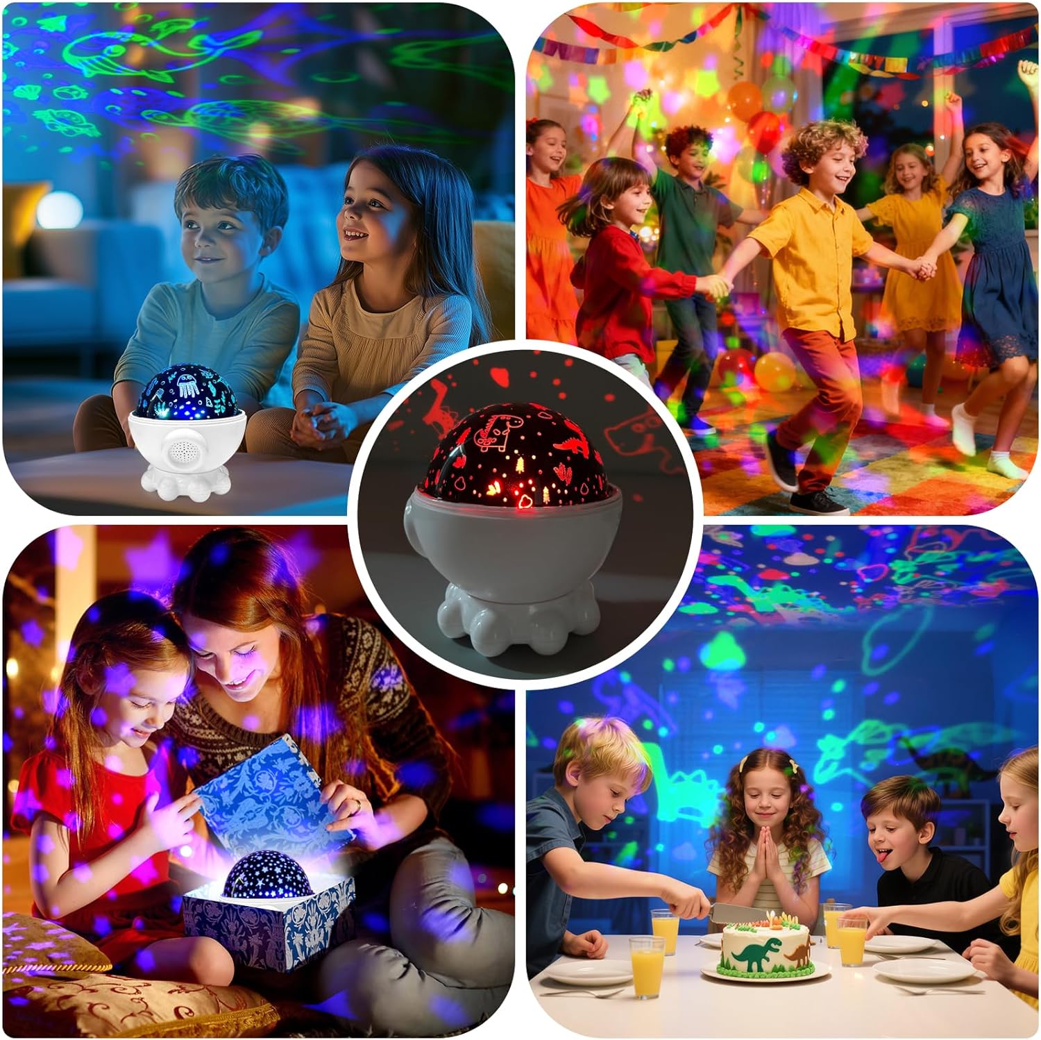 Thumbnail 6 de Octopus Night Light Projector for Kids – 360° ocean star projector with remote, timer & 17 light modes (white)
