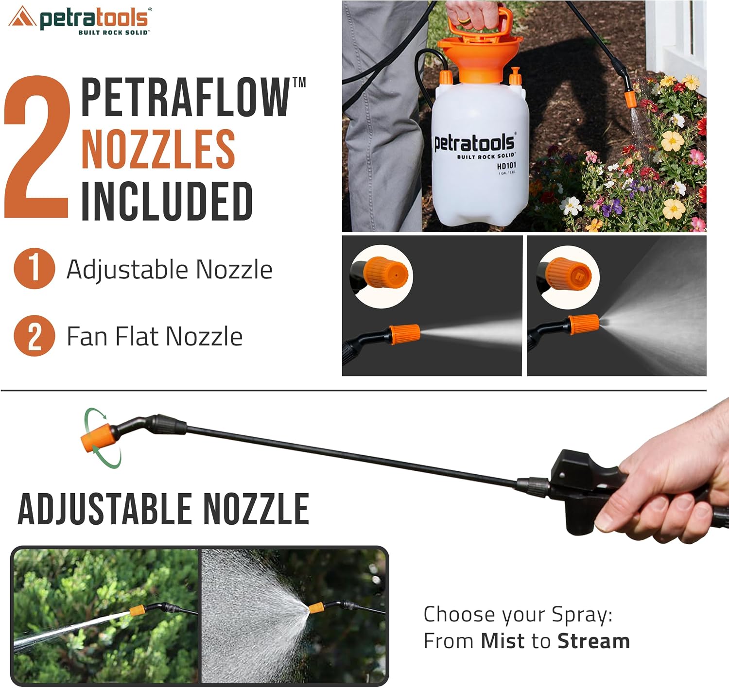 Thumbnail 1 de PetraTools HD101 Garden Sprayer: 1 Gallon with 52-inch Hose and 2 Nozzles