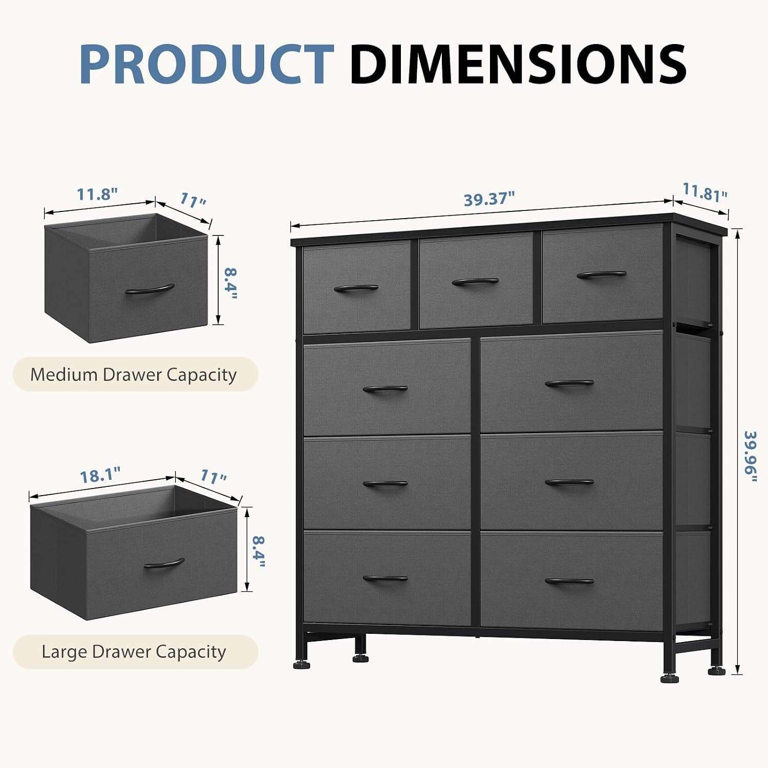 Detalle de DUMOS Fabric Dresser, 9 Drawers