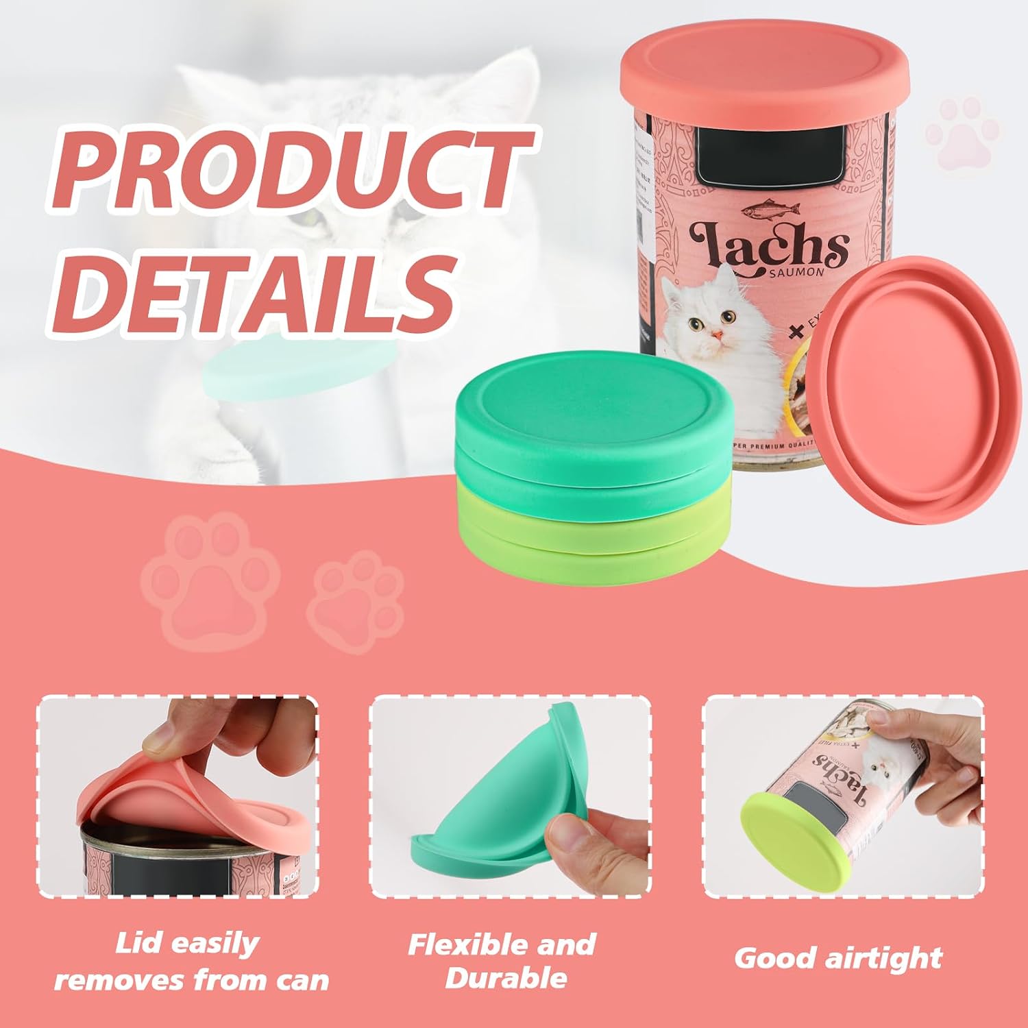 Detalle de webake Can Lids for Tins 6pcs silicone covers