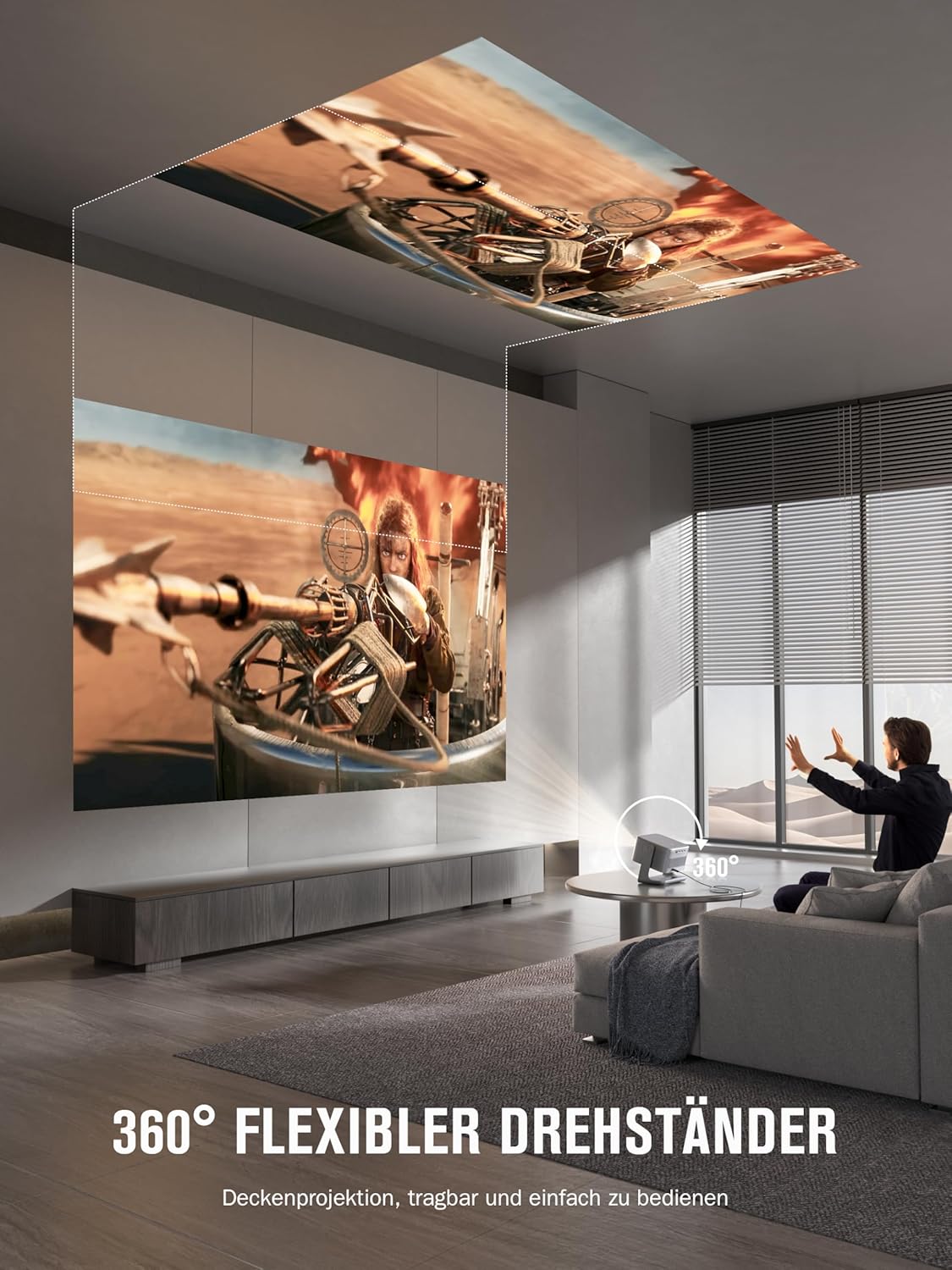 Thumbnail 6 de VISSPL Smart Beamer 4K Heimkino mit 30.000 Lumen, Dolby Atmos und 360° Standfuß – Outdoor & Indoor