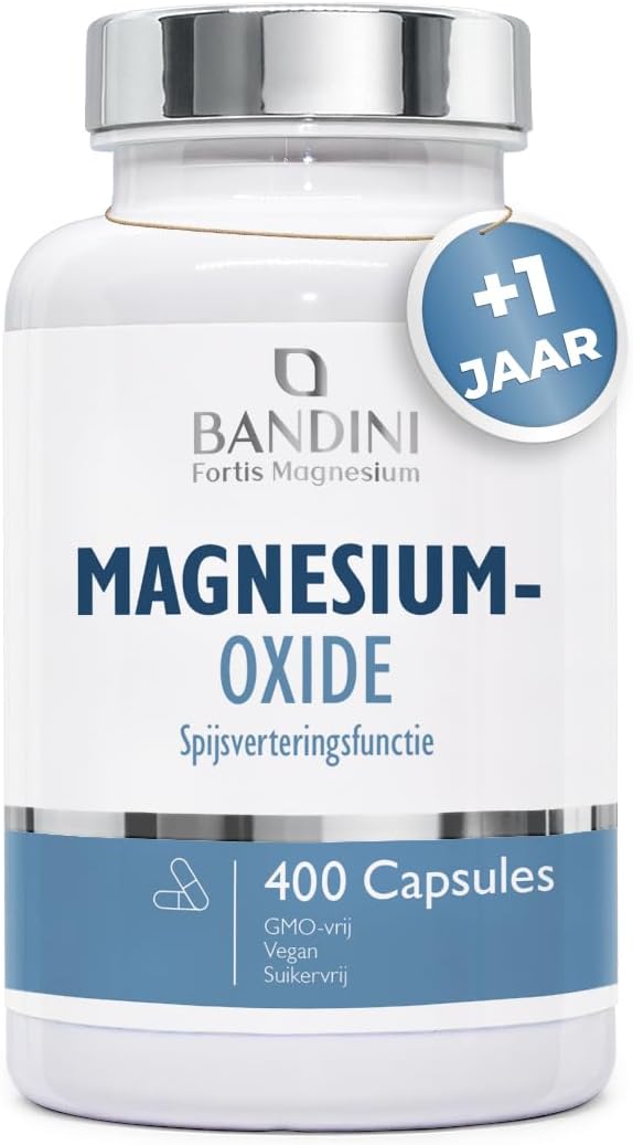 Detalle de Bandini Magnesiumoxide, 400 capsules met 400 mg elementair magnesium, vegan
