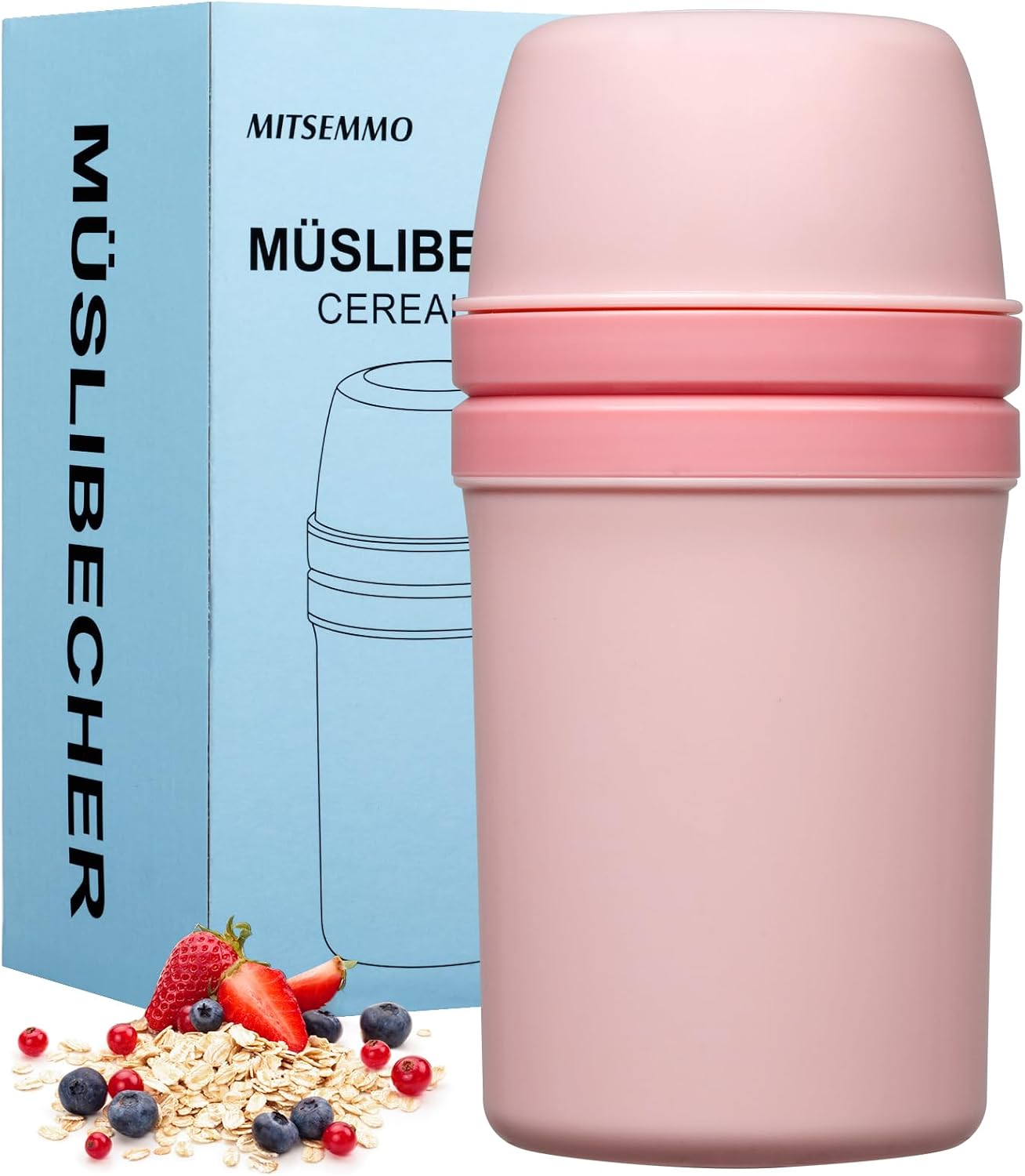 Detalle de Mitsemmo yoghurtbeker to go met lepel, 600 ml + 270 ml