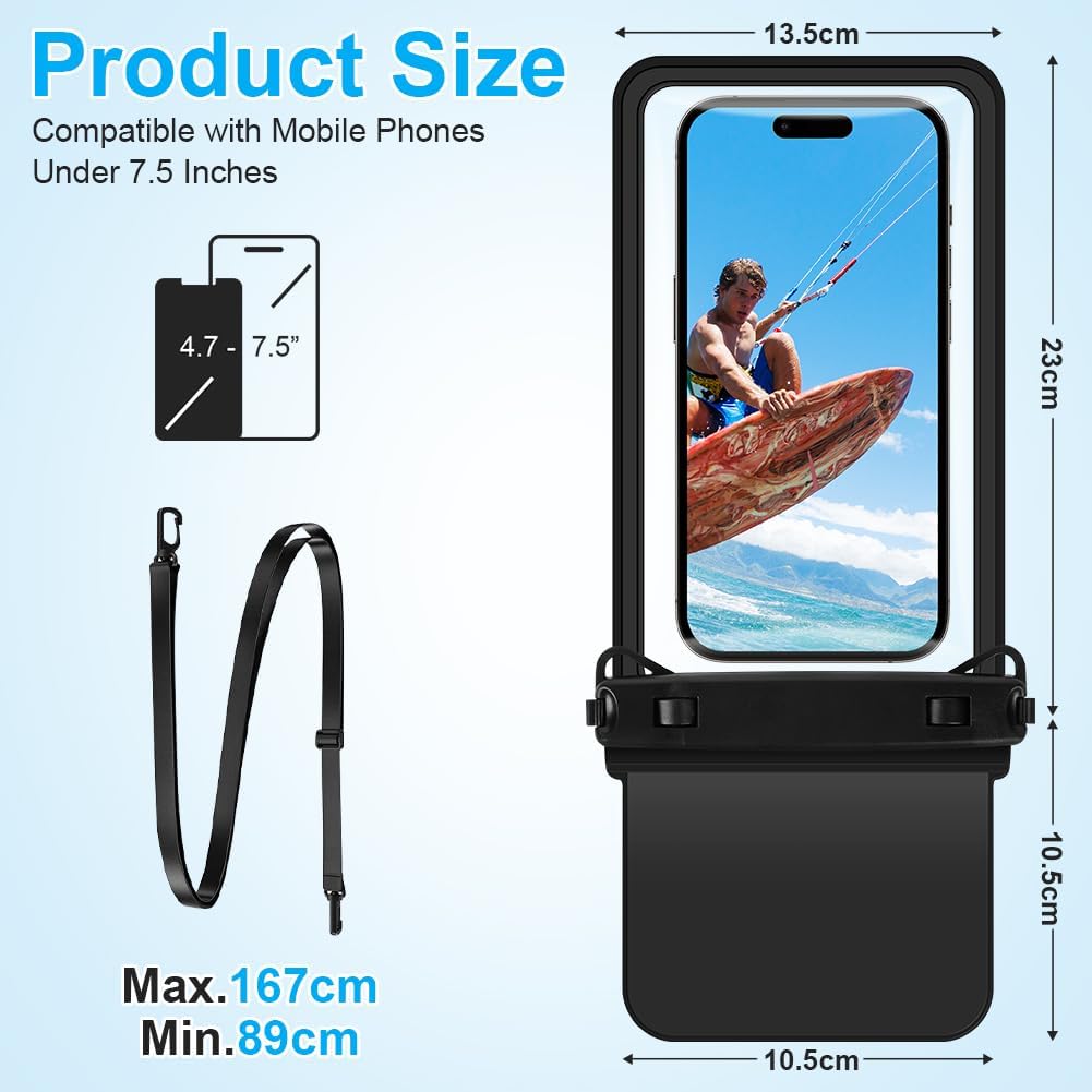 Detalle de OFFCUP V9-1-SD-SJFSD-FBA Waterproof Phone Pouch, Double Pocket, IPX8