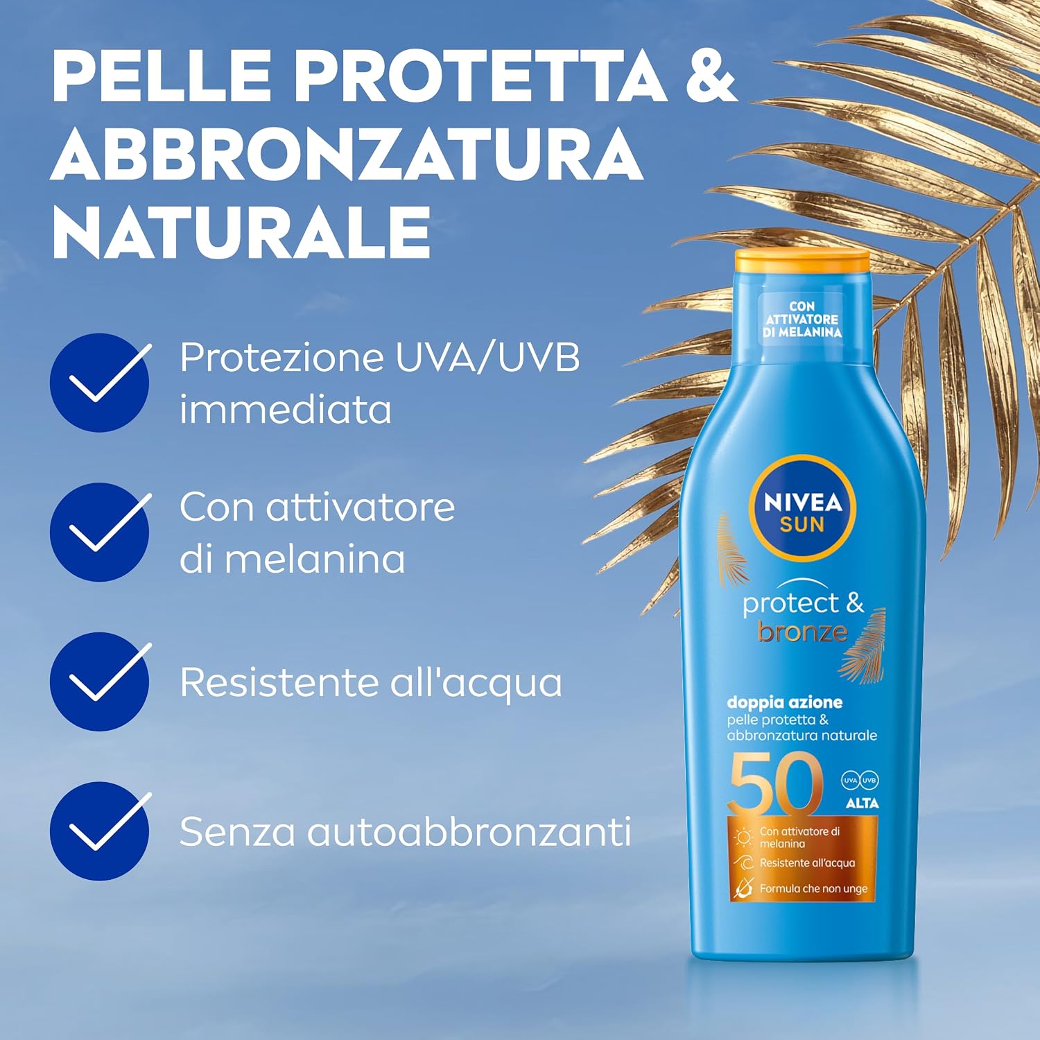 Detalle 2 de NIVEA SUN Latte Solare Protect & Bronze FP 50 200 ml