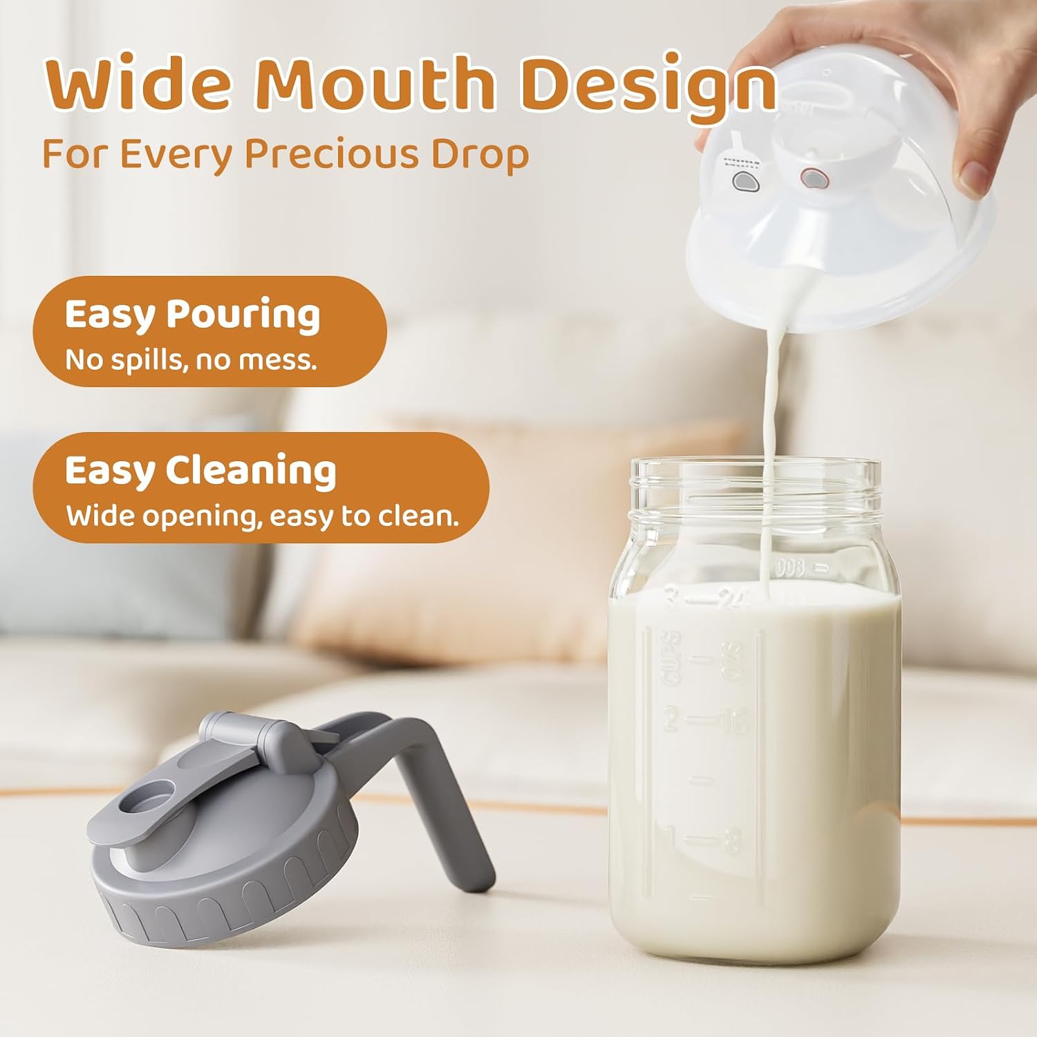 Thumbnail 5 de Mason Jar 32 oz Breast Milk Pitcher with Pour Spout 🥛