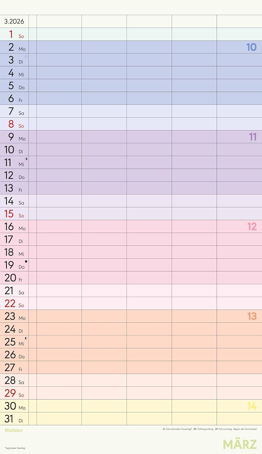 Thumbnail 4 de Alpha Edition - Superplaner Farbenfroh: 5 Spalten Familienkalender 2026, 26×45 cm