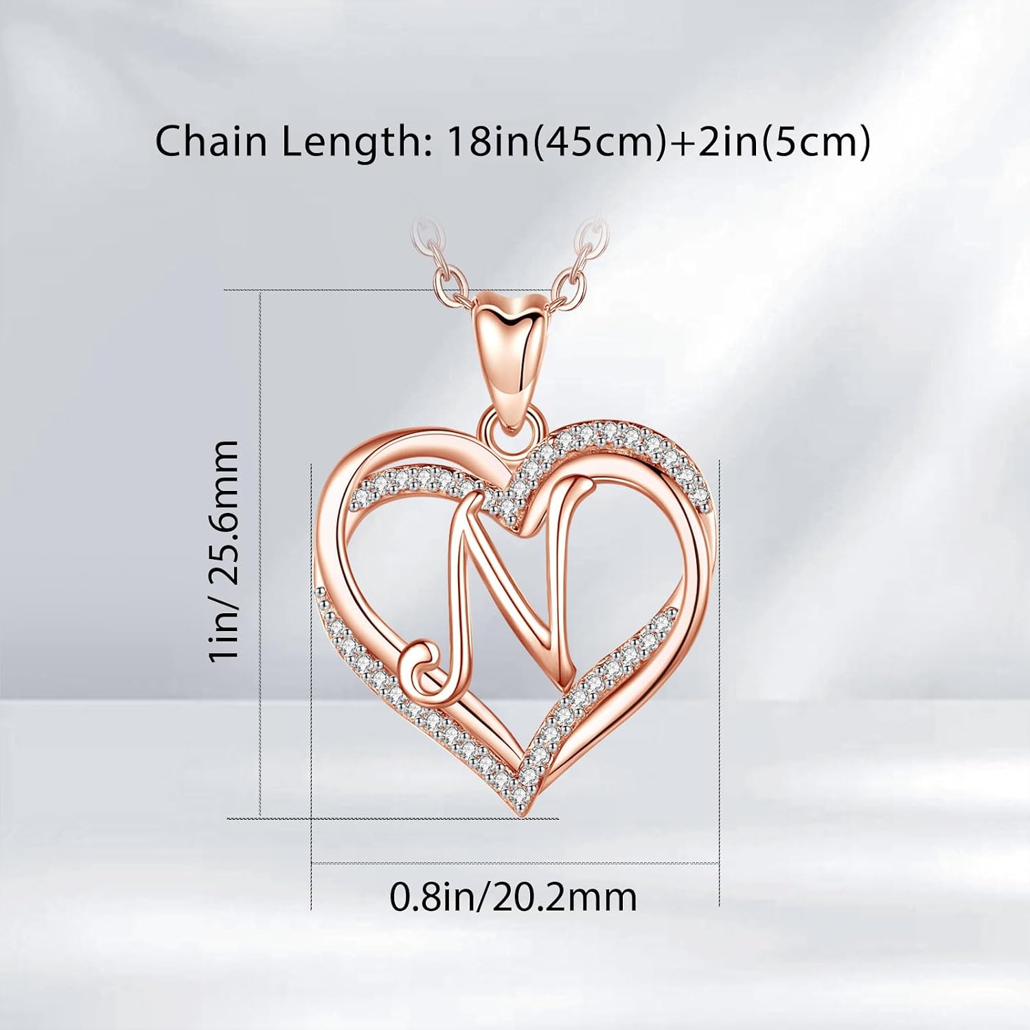 Detalle 2 de INFUSEU collana lettera A cuore 20 pollici