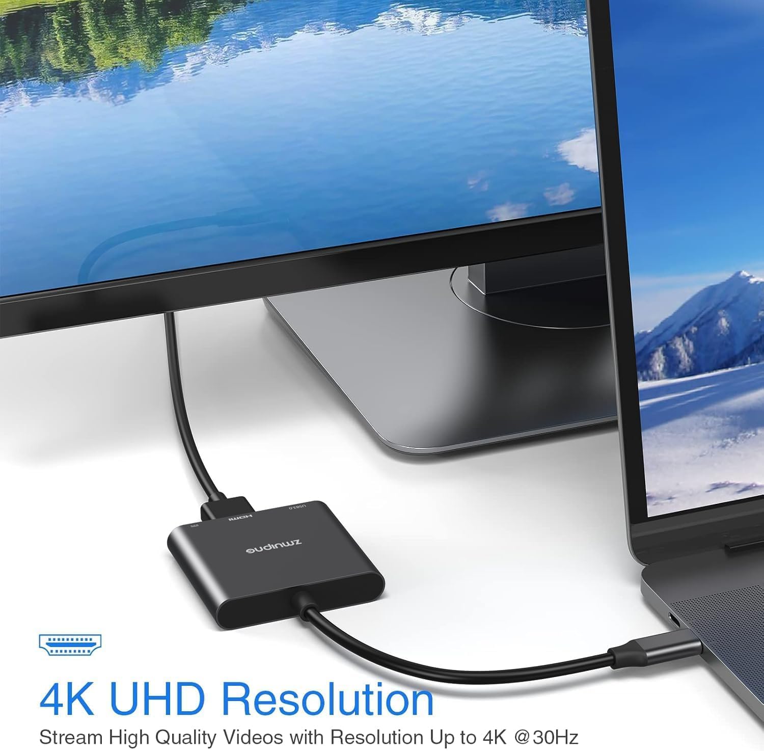 Thumbnail 2 de Black 3-in-1 USB-C to HDMI Adapter with 4K HDMI, USB 3.0 and 100W PD charging