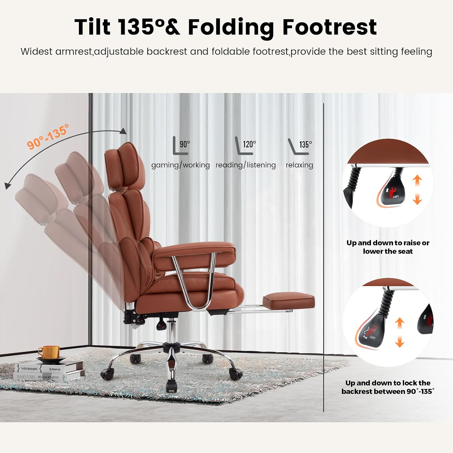 Thumbnail 5 de IWMH Bürostuhl Ergonomischer mit Fußstütze
