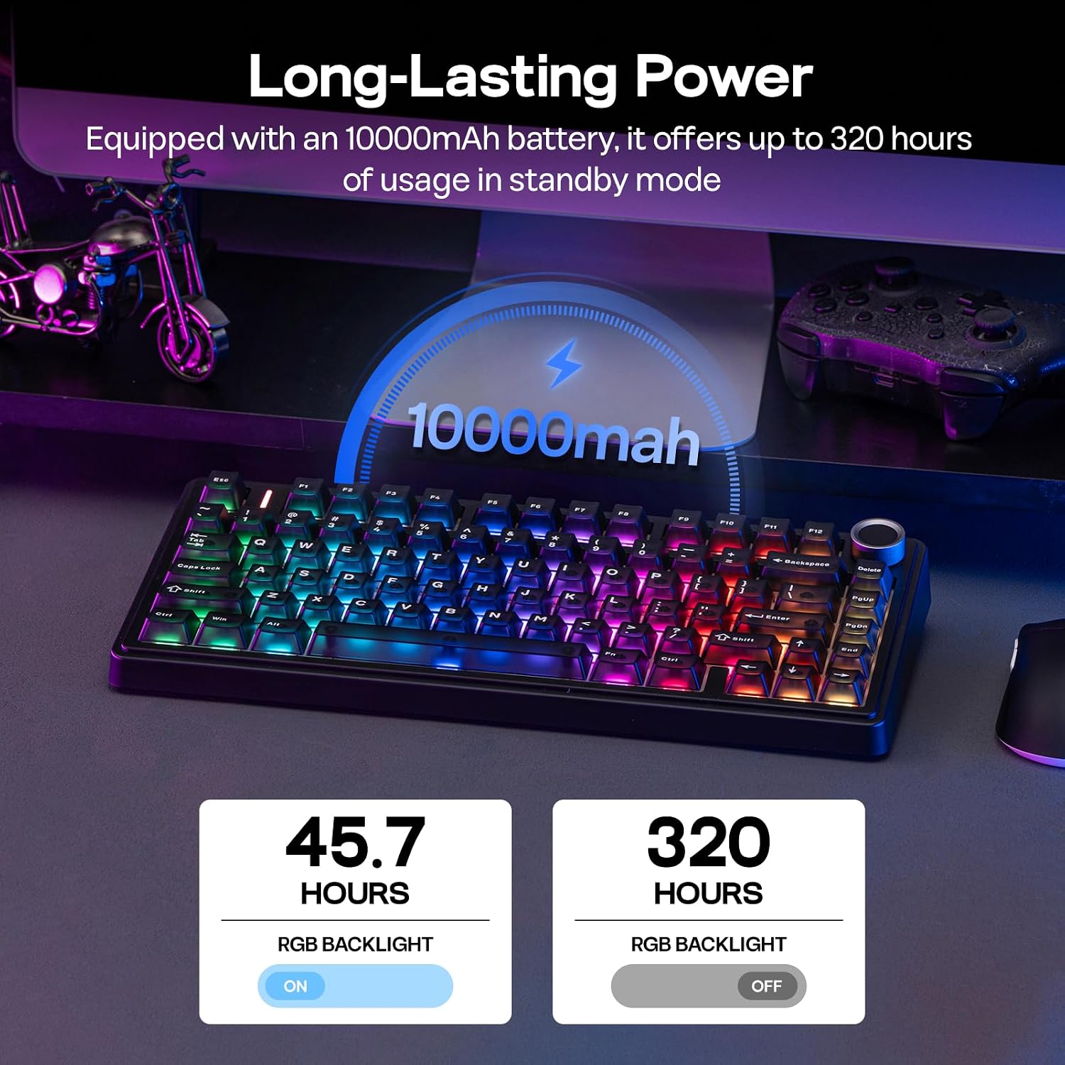 Detalle 2 de EPOMAKER X Aula F75 75% Wireless Gaming Keyboard (Pink) — Compact, Quiet, and Fully Customizable