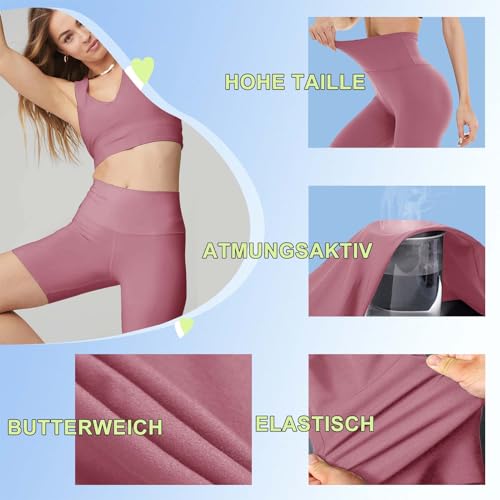 Detalle de TNNZEET Damen Radlerhose Hohe Taille Kurze Sporthose Leggings – Sommer Shorts