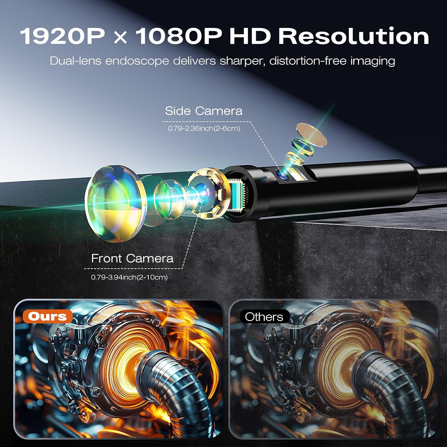 Thumbnail 3 de Endoscope Inspection Camera Dual Lens with 4.3" IPS Screen – 1080P Borescope, 5m Cable, IP67