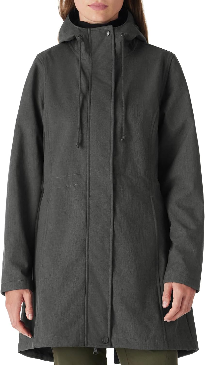 Detalle de Damen Lange Regenjacke Softshell mit Kapuze