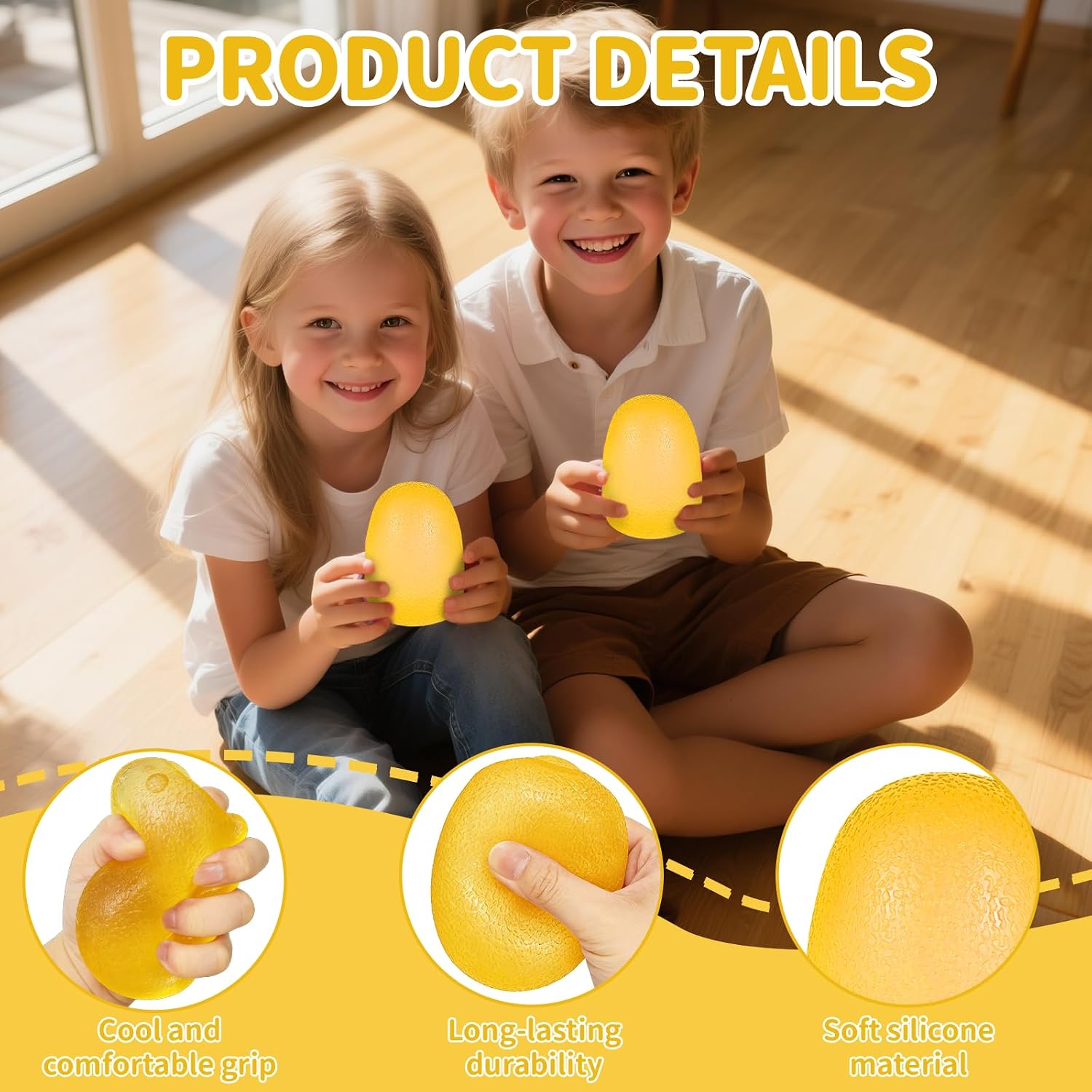 Thumbnail 4 de Graphinza Squeeze Toys for Kids (Orange) – Durable stress relief fidget balls for children aged 3+