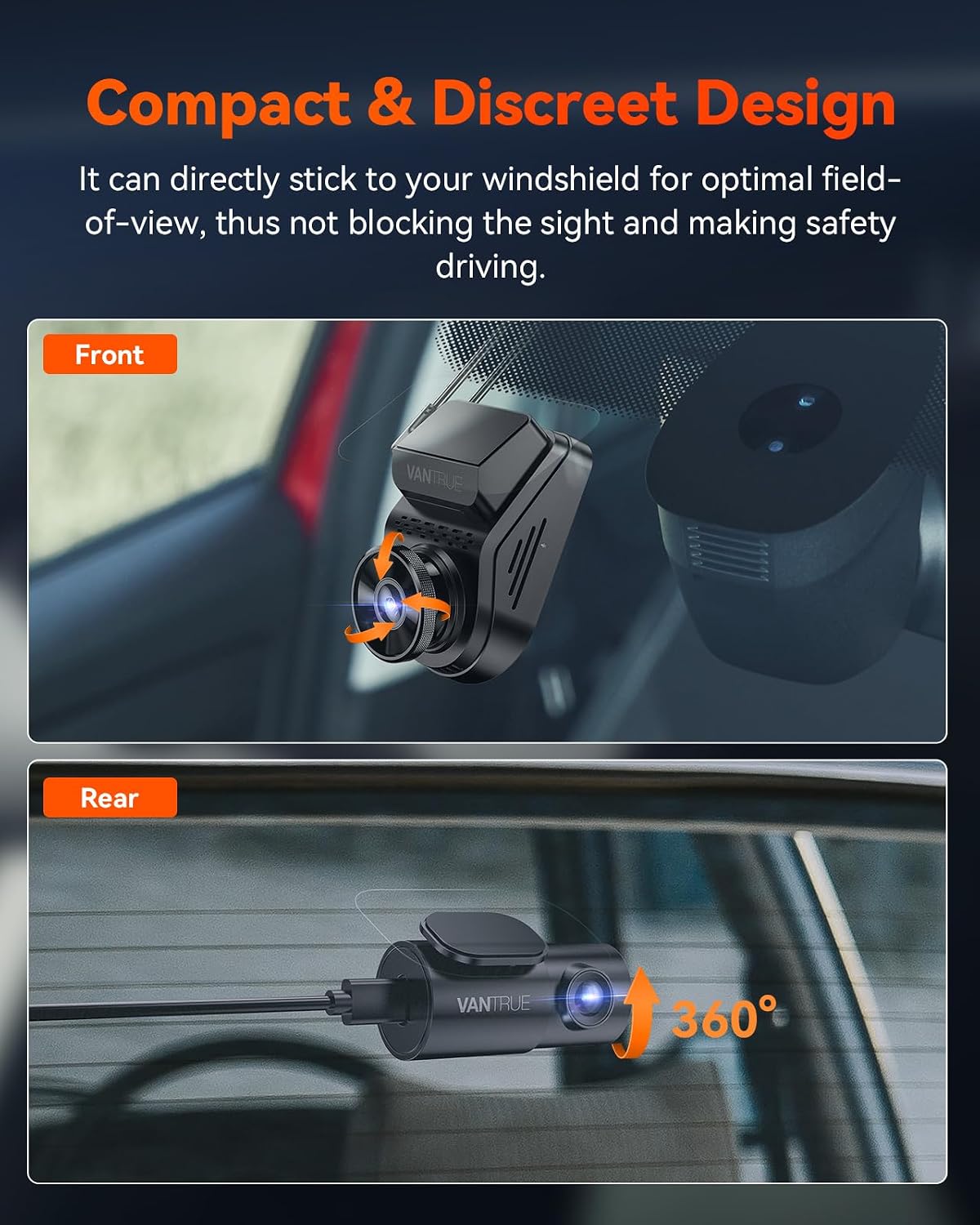 Thumbnail 6 de VANTRUE S1 Pro 2.7K+1080P Dual Dash Cam with 5G WiFi, GPS and Night Vision