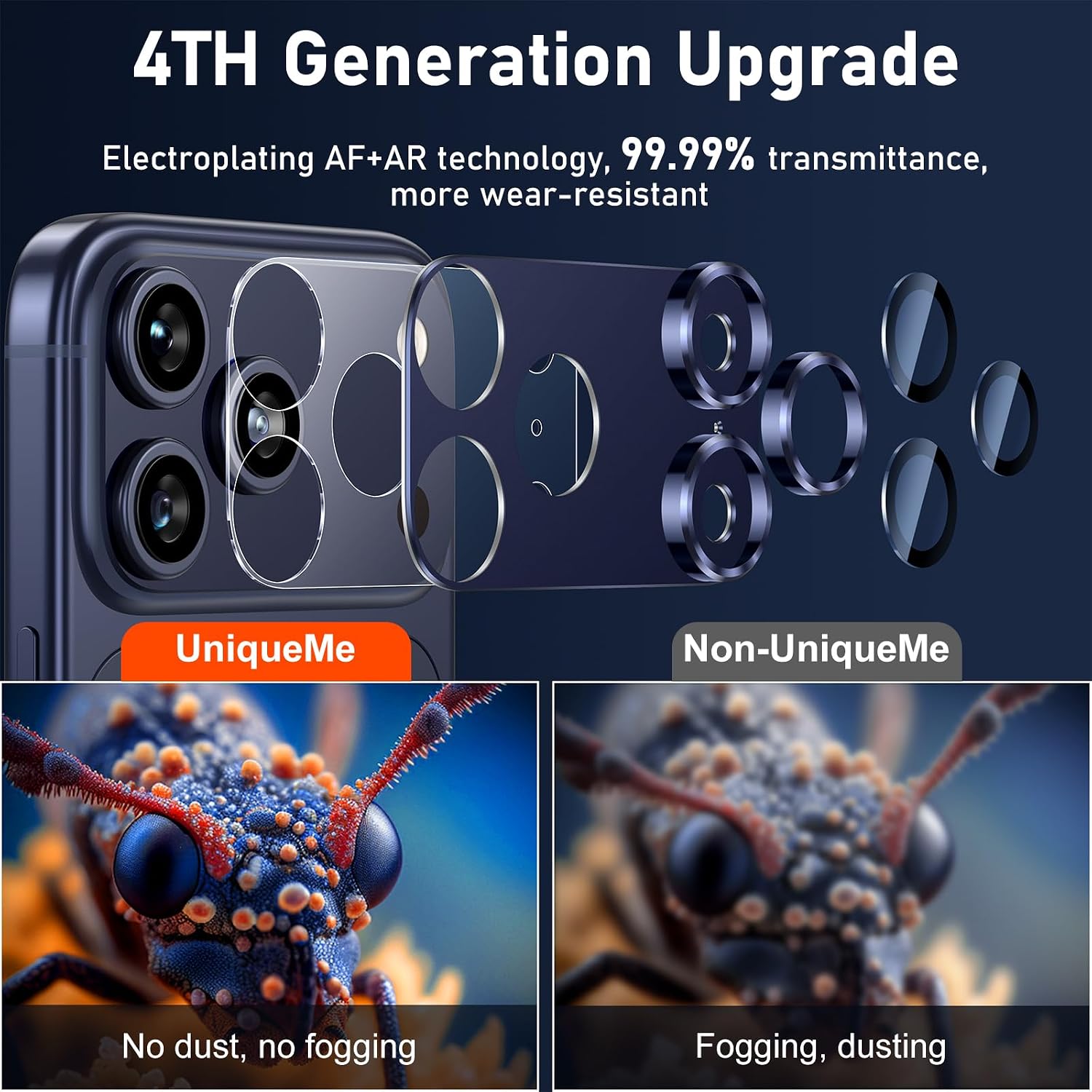 Detalle de UniqueMe iPhone 17 Pro camera lens protector