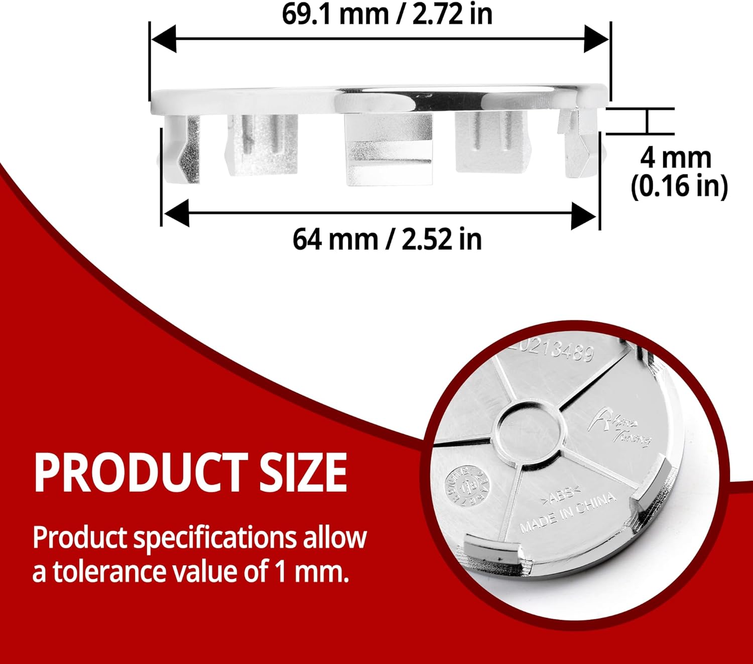 Detalle de RhinoTuning 4-Pack 69.1 mm Chrome Wheel Centre Caps for Motorsport Z3/Z4/X3/X6 (1/2/3/4/5/6/7/8) – ABS, 4 Caps