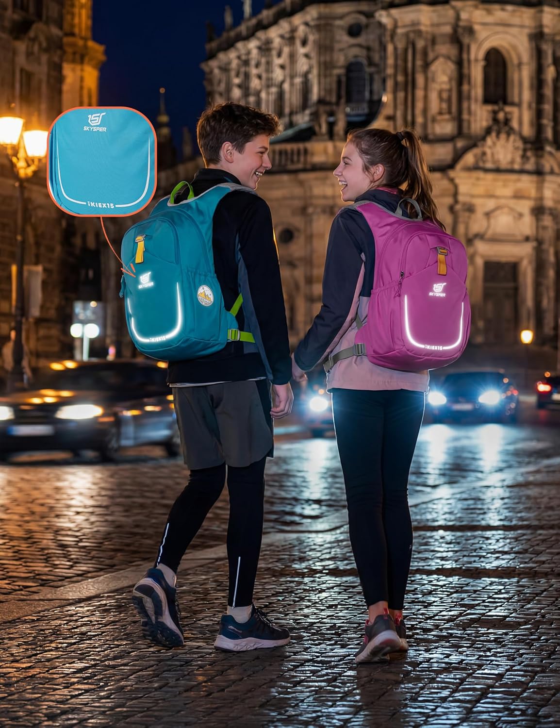 Detalle de SKYSPER Kinderrucksack 15L – leichter Wanderrucksack für Kinder (ab ca. 7–14 Jahre) mit Hydrationsfach & Sicherheits-Pfeife