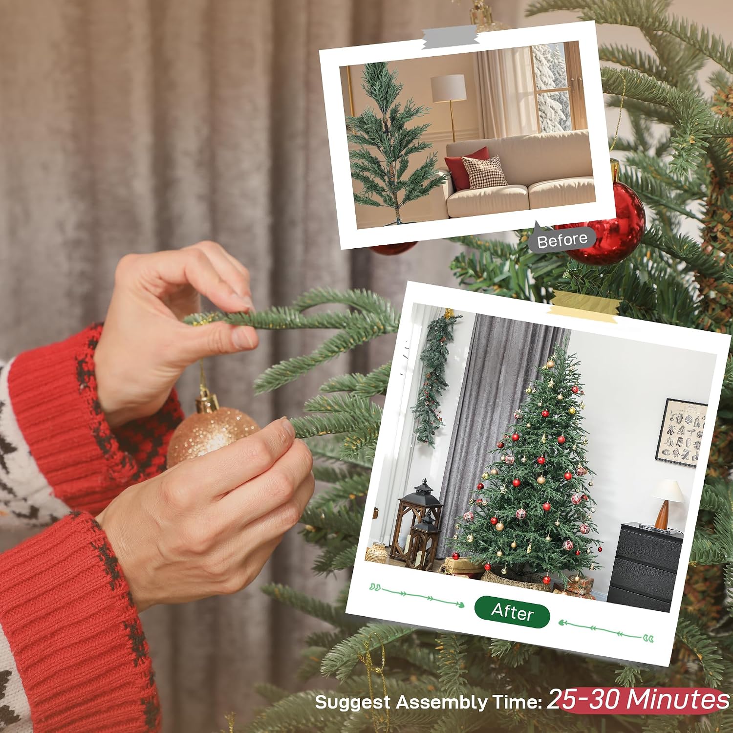 Thumbnail 6 de HOMCOM 83C-087V02GN 7 ft Artificial Christmas Tree, 2,942 Tips