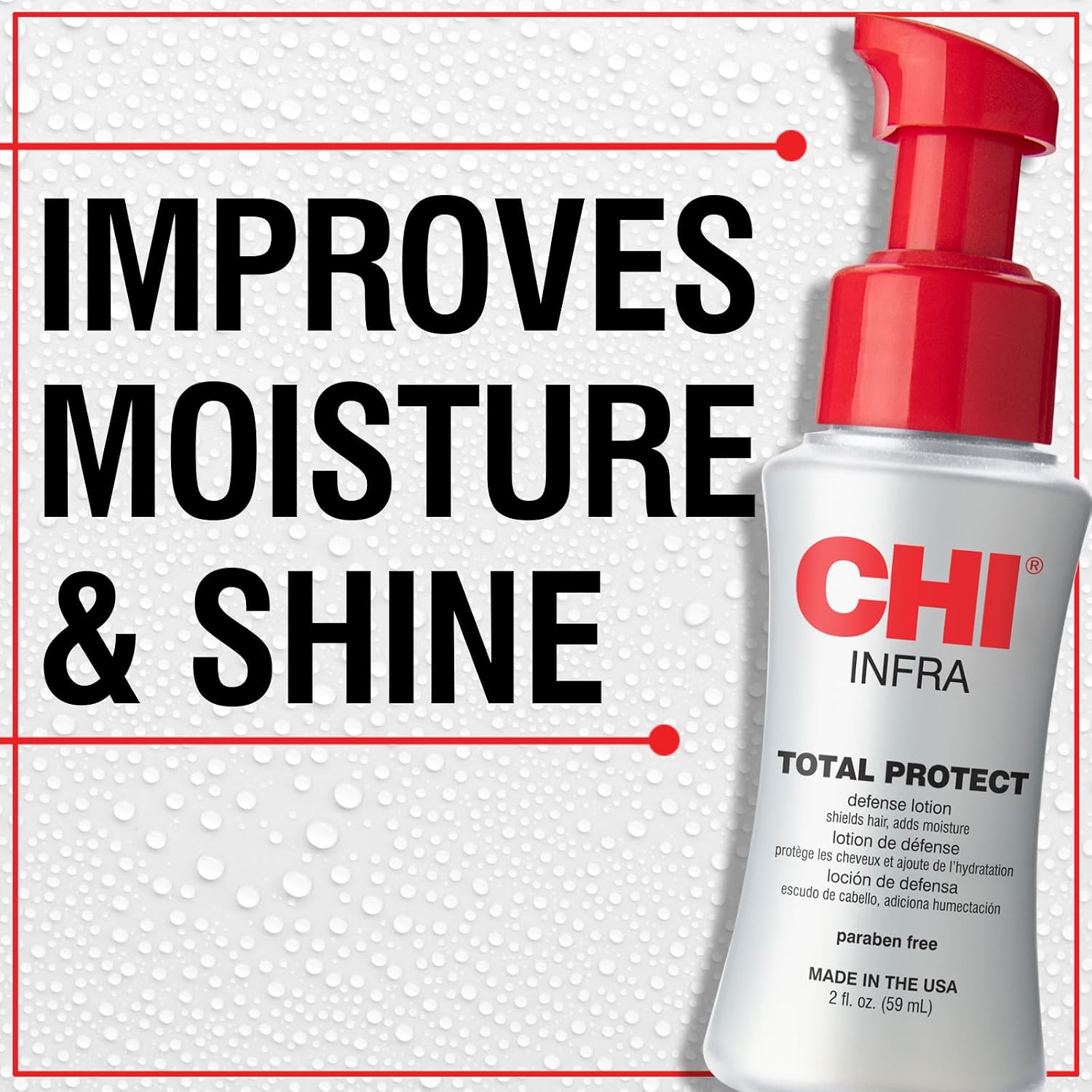 Detalle de CHI Total Protect Defense Lotion, Lightweight Heat-Protecting Hair Lotion, 2 oz