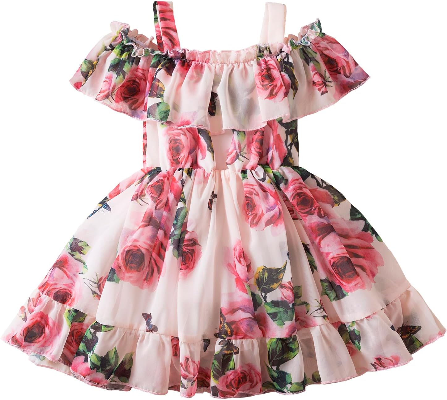 Detalle de NNJXD Little Girl Floral Dress: Casual Summer Princess Tutu Gown for Toddlers