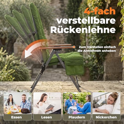 Thumbnail 5 de Homecall Campingstuhl Faltbar 150kg Belastbar Hochlehner Luxus Klappstuhl