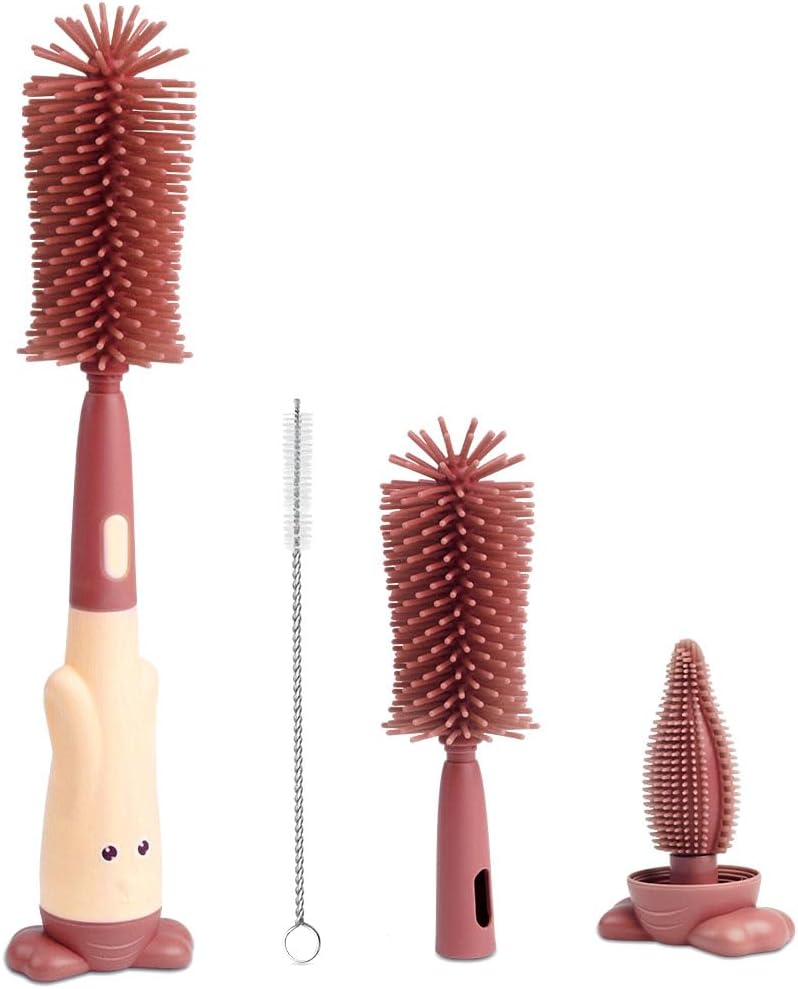 Detalle de Vicloon Spazzola 3-in-1 per Biberon: pulizia efficace di ciuccio, cannucce e tetti in silicone